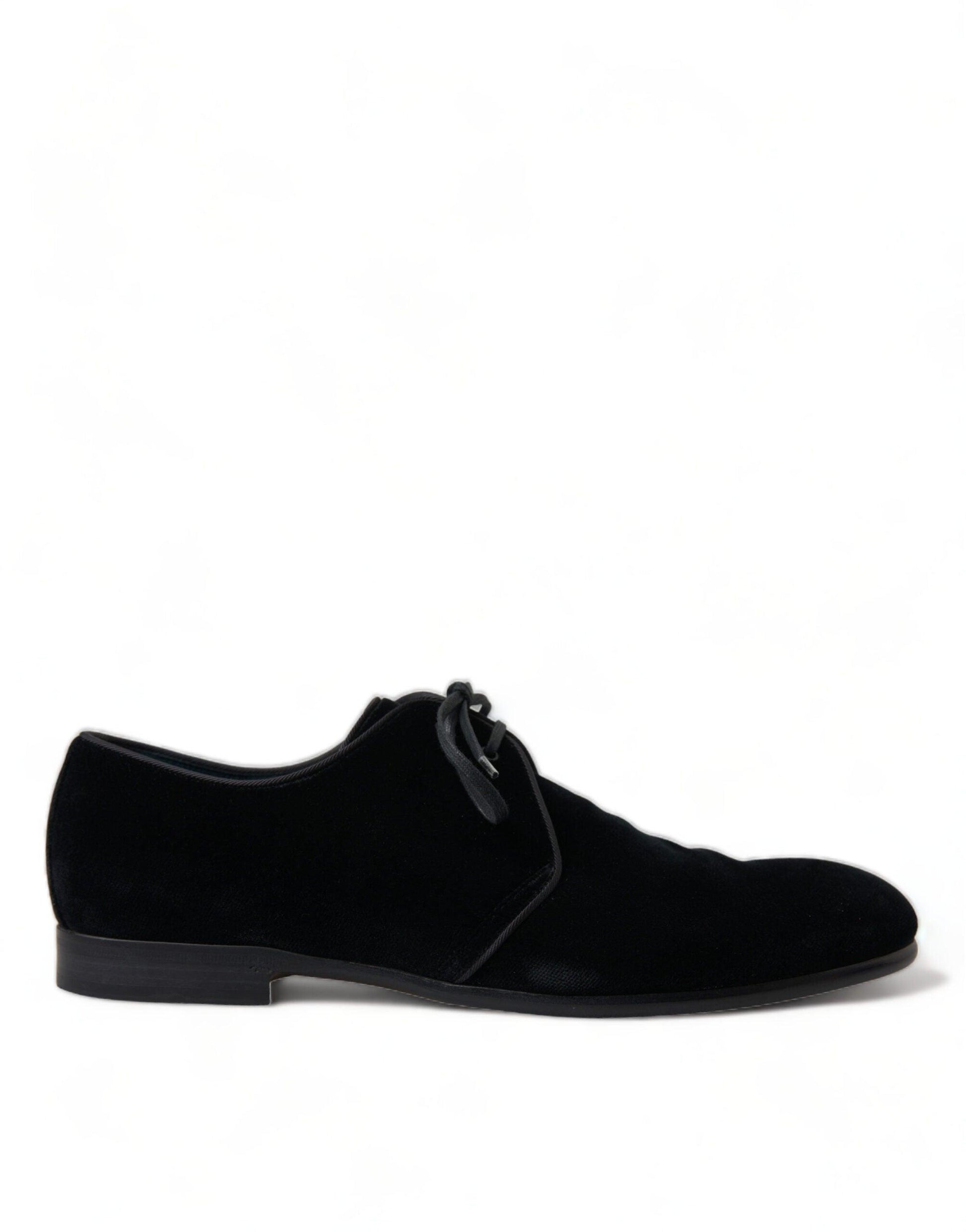 Dolce & Gabbana Elegant Black Velvet Derby Dress Shoes - Arichezz.store