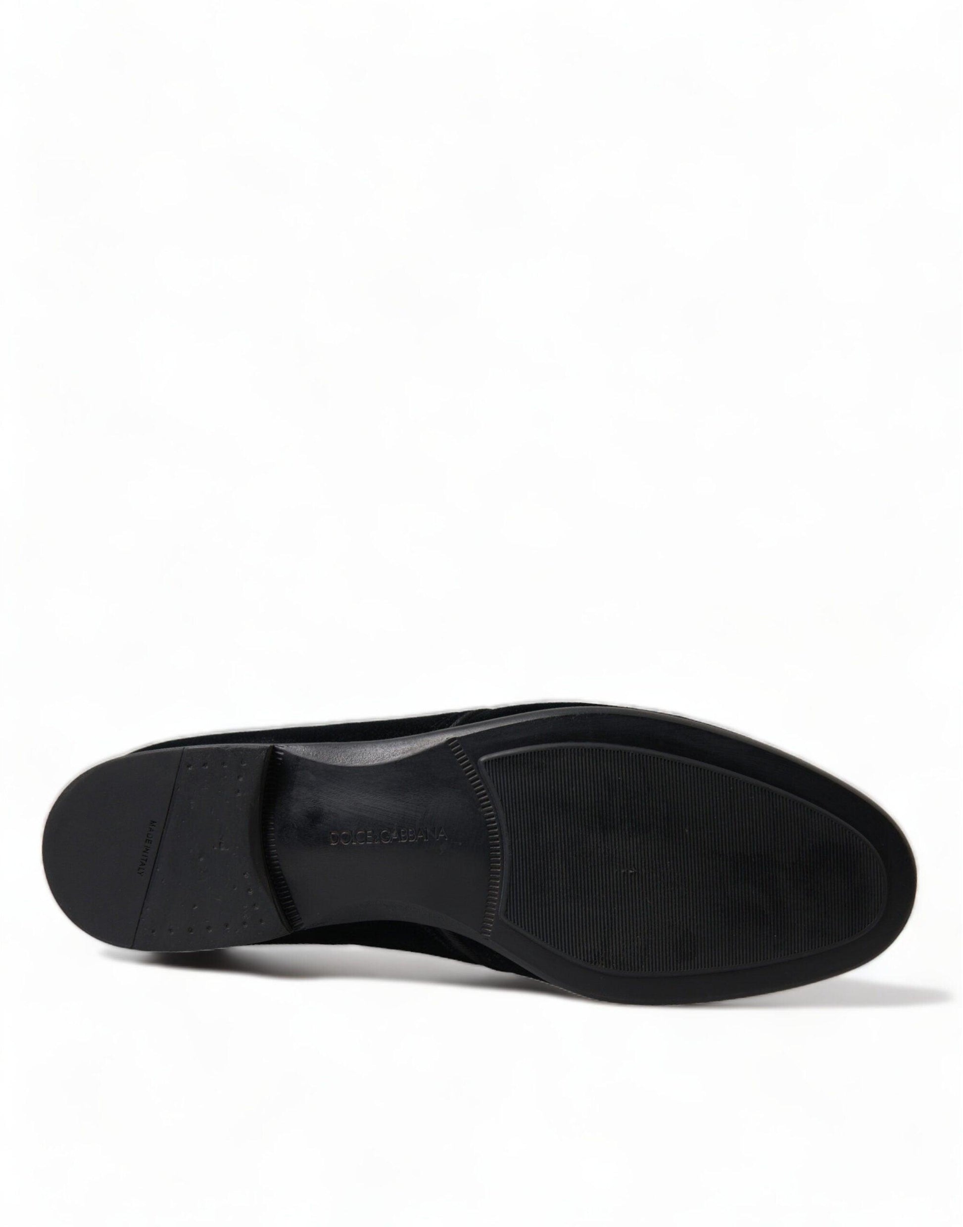 Dolce & Gabbana Elegant Black Velvet Derby Dress Shoes - Arichezz.store