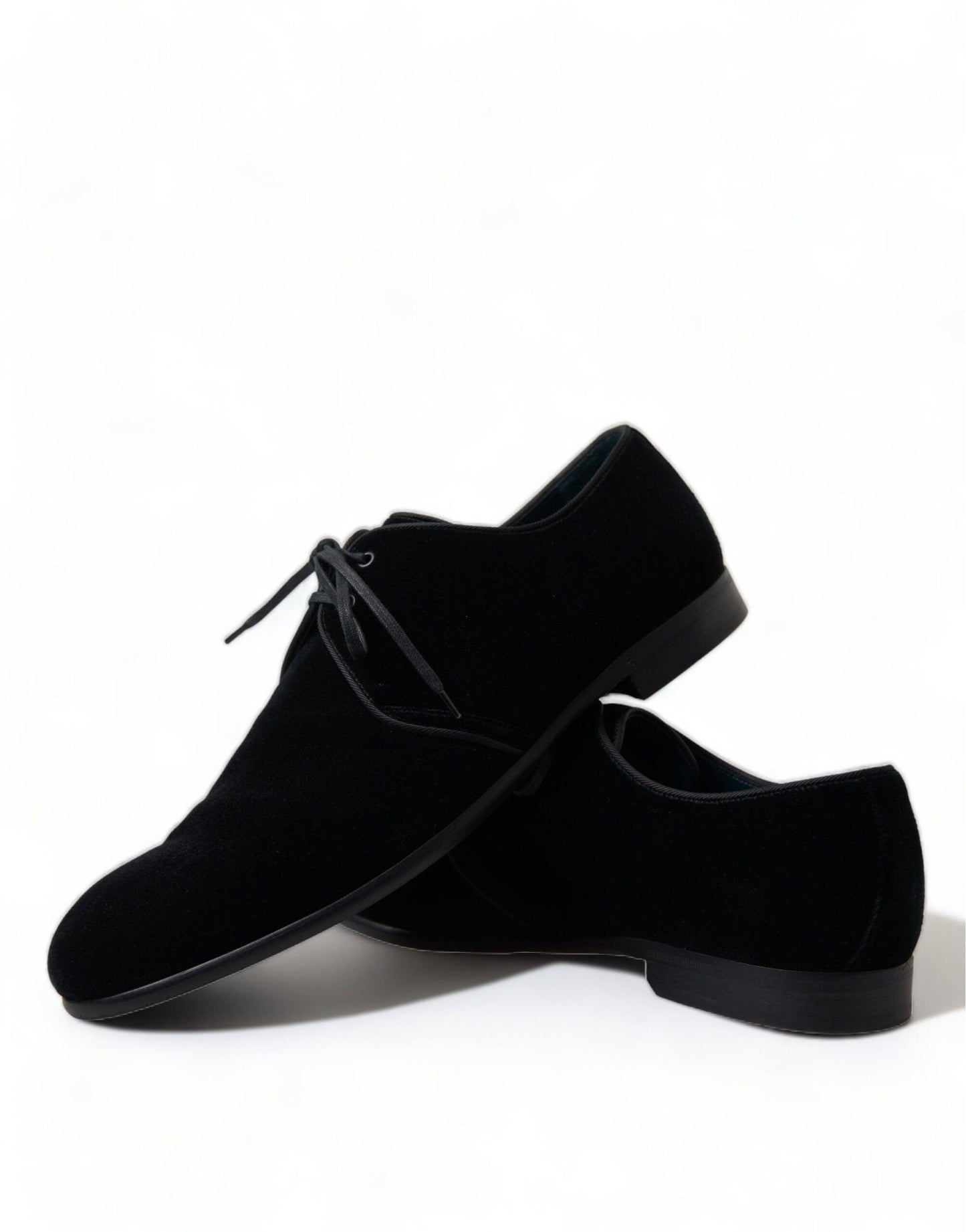 Dolce & Gabbana Elegant Black Velvet Derby Dress Shoes - Arichezz.store