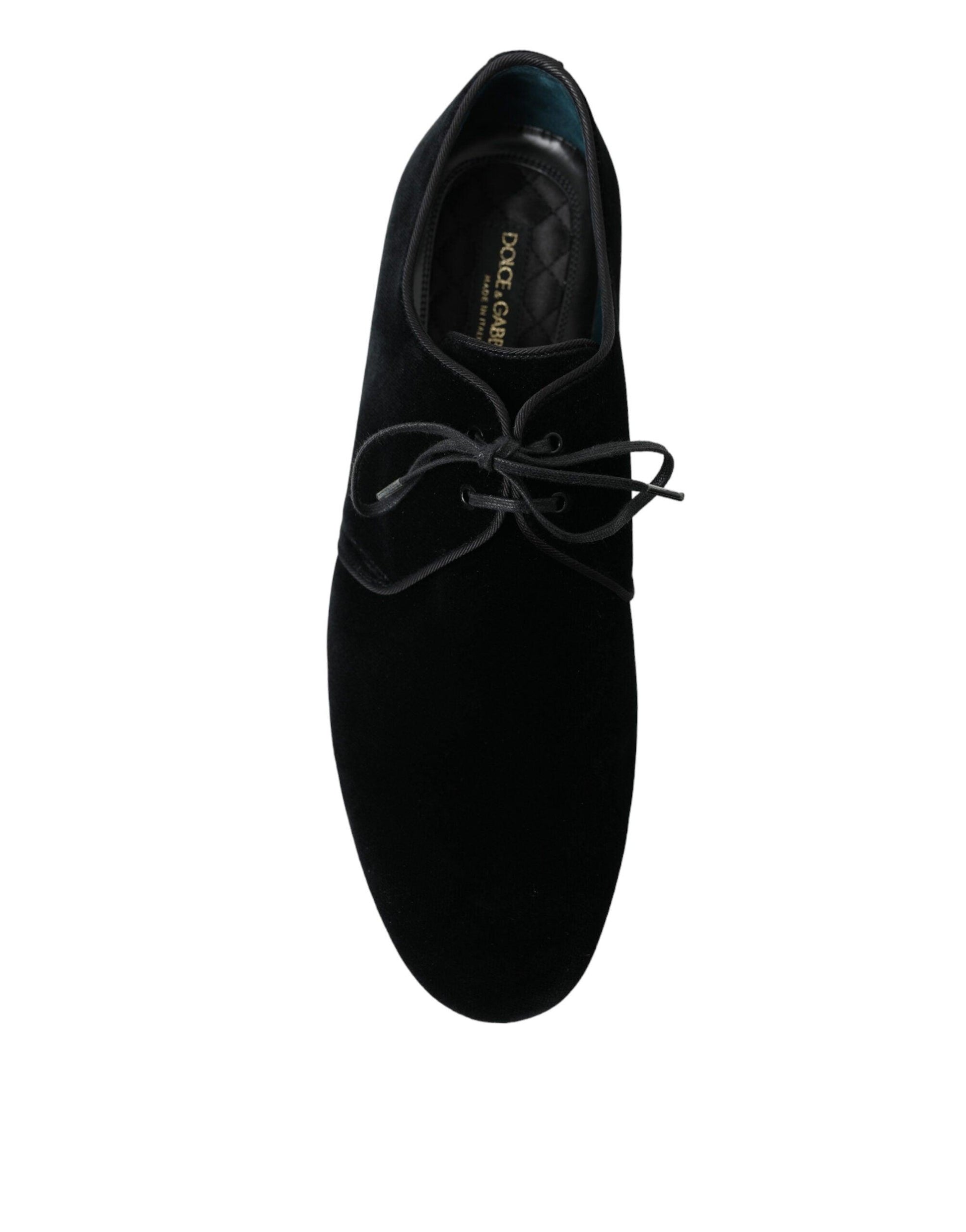 Dolce & Gabbana Elegant Black Velvet Derby Dress Shoes - Arichezz.store