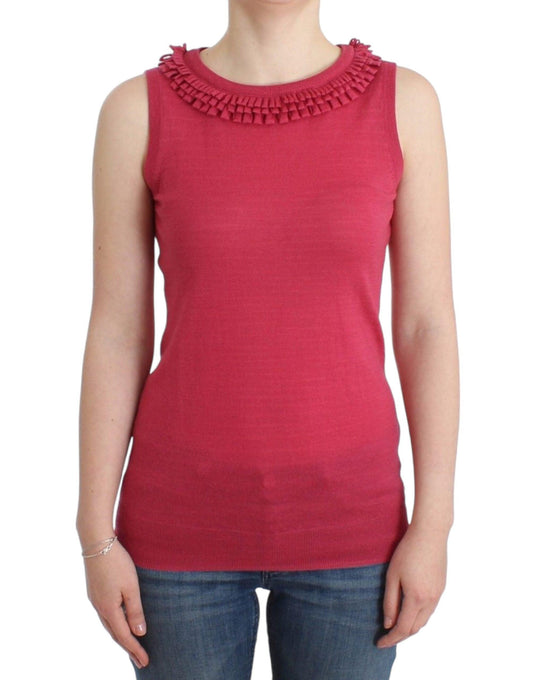 John Galliano Elegant Pink Sleeveless Wool Knit Top - Arichezz.store