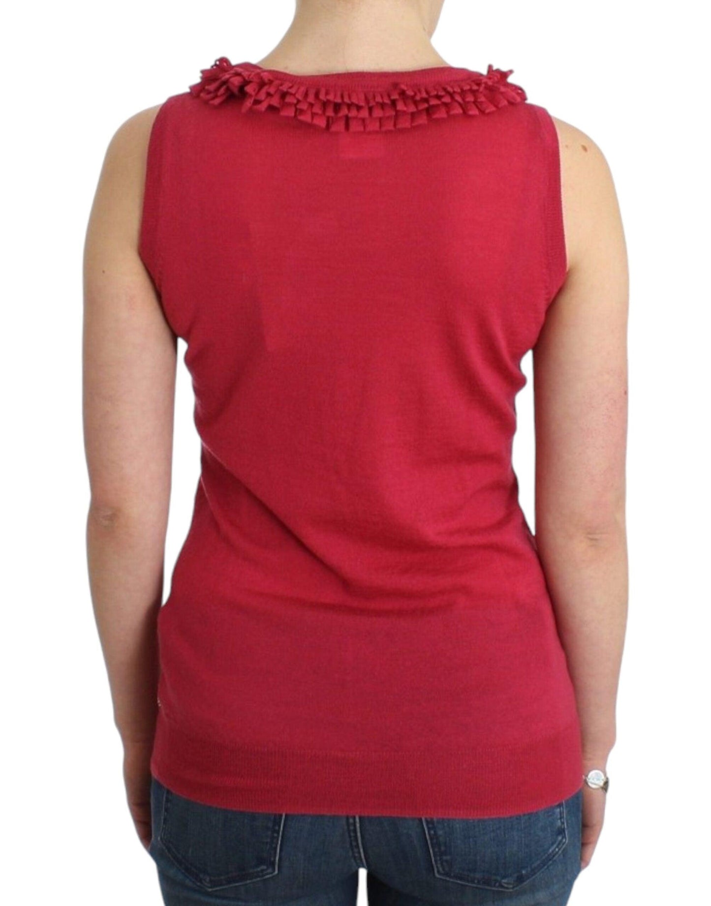 John Galliano Elegant Pink Sleeveless Wool Knit Top - Arichezz.store