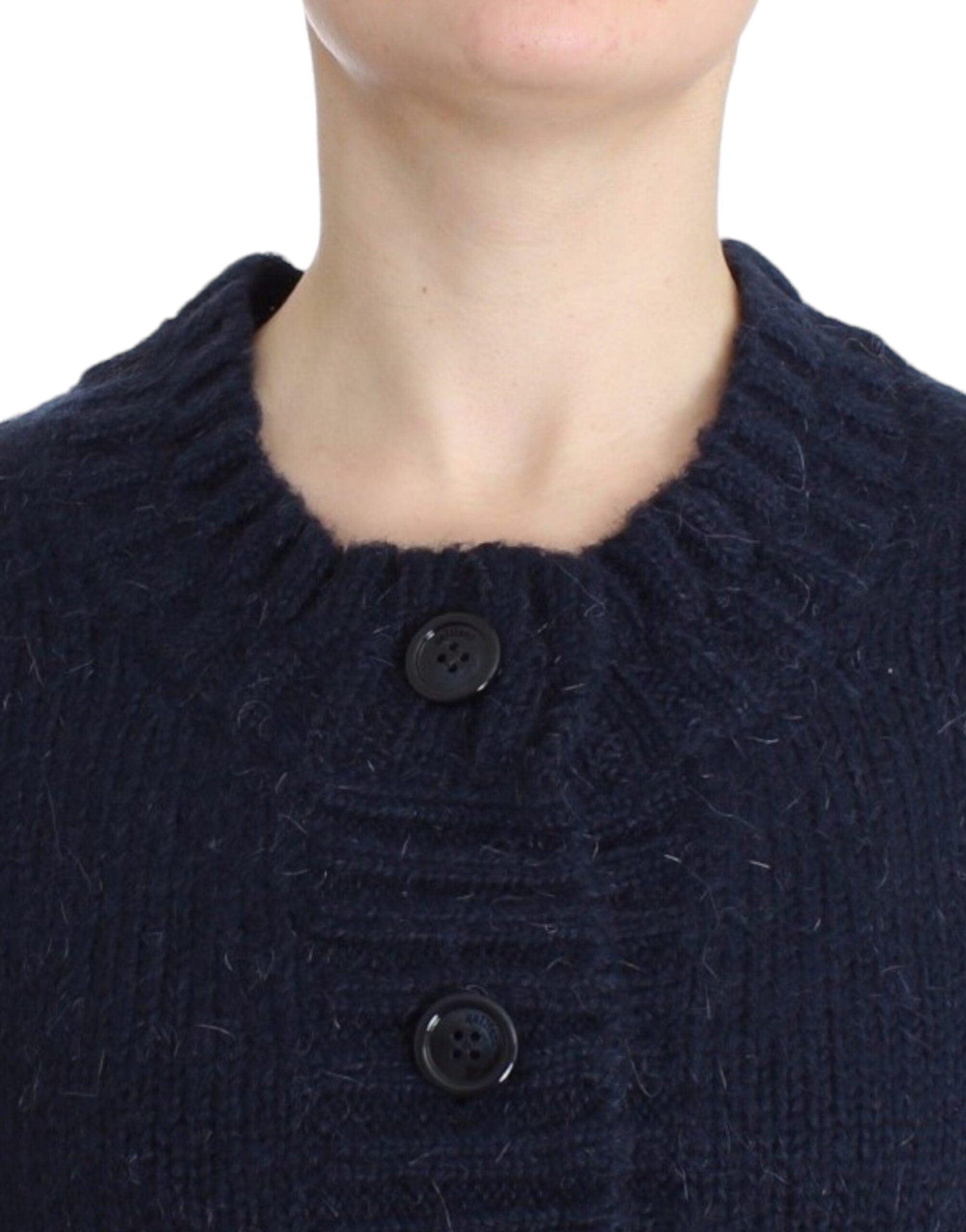 John Galliano Chic Cropped Blue Cardigan - Arichezz.store