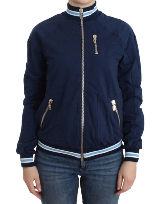 John Galliano Chic Blue Zip Cardigan with Logo Detail - Arichezz.store