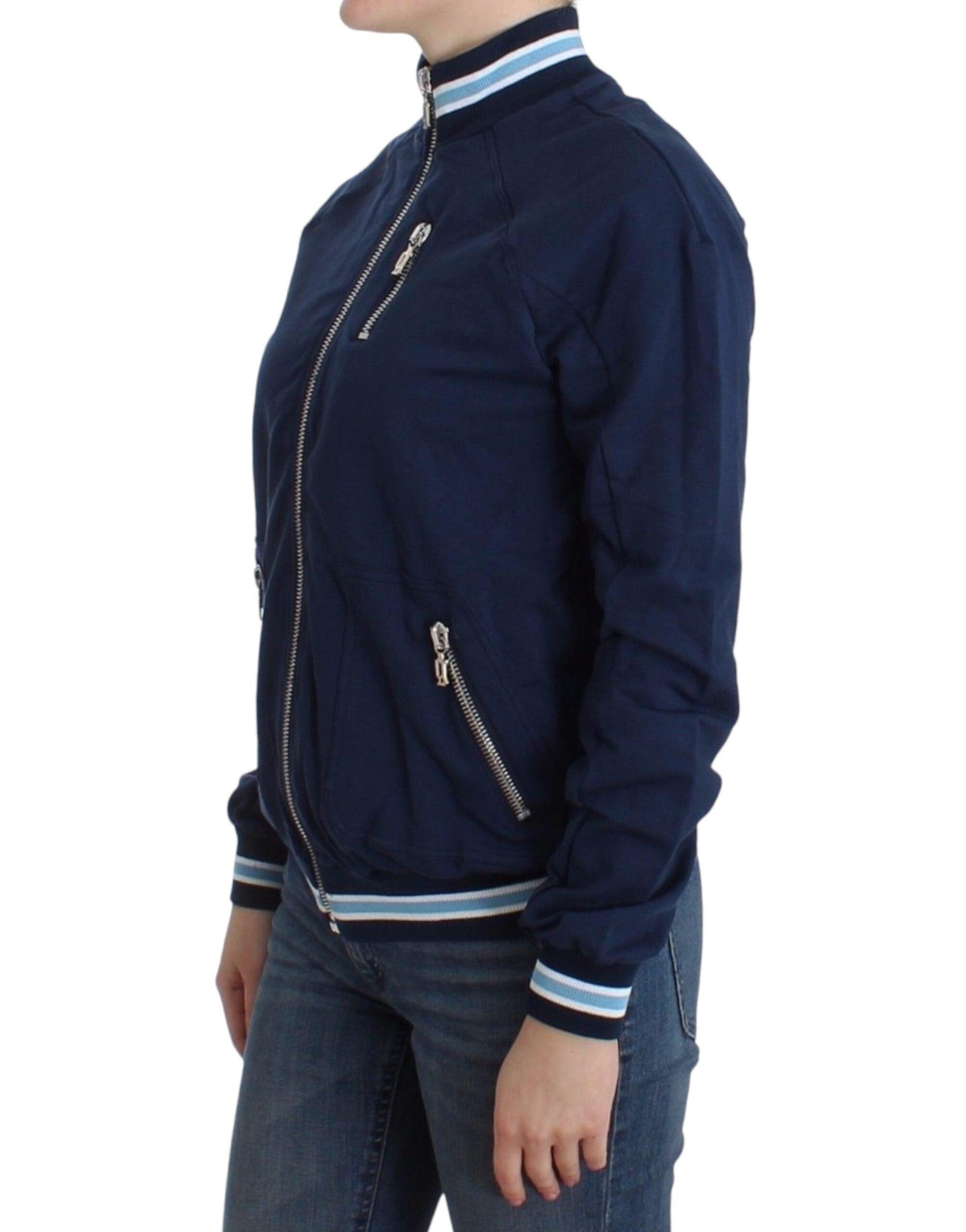 John Galliano Chic Blue Zip Cardigan with Logo Detail - Arichezz.store