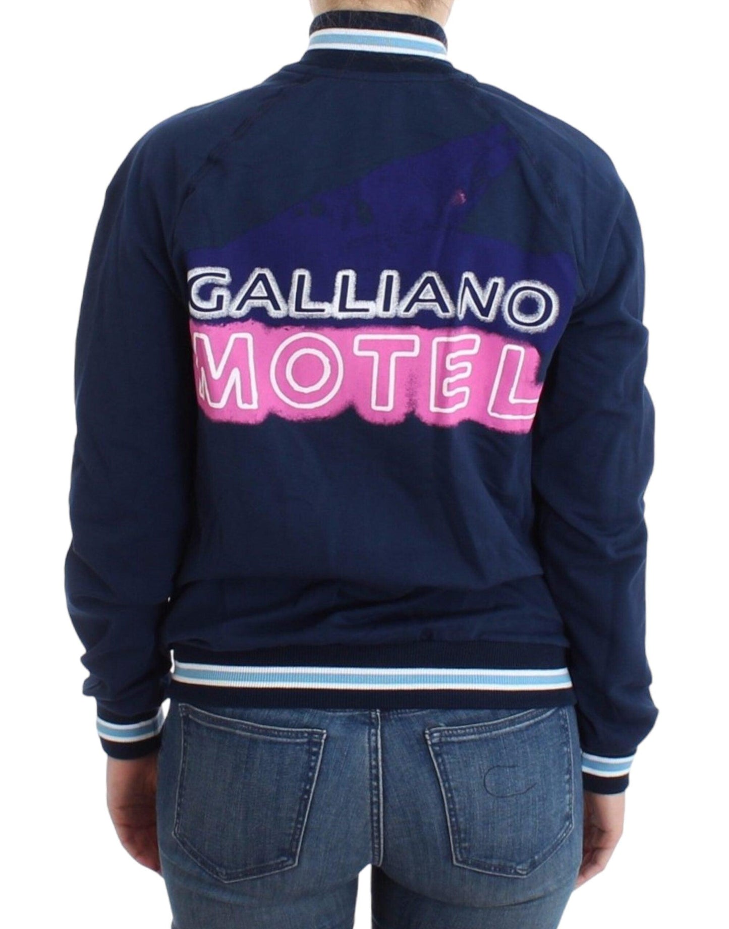 John Galliano Chic Blue Zip Cardigan with Logo Detail - Arichezz.store