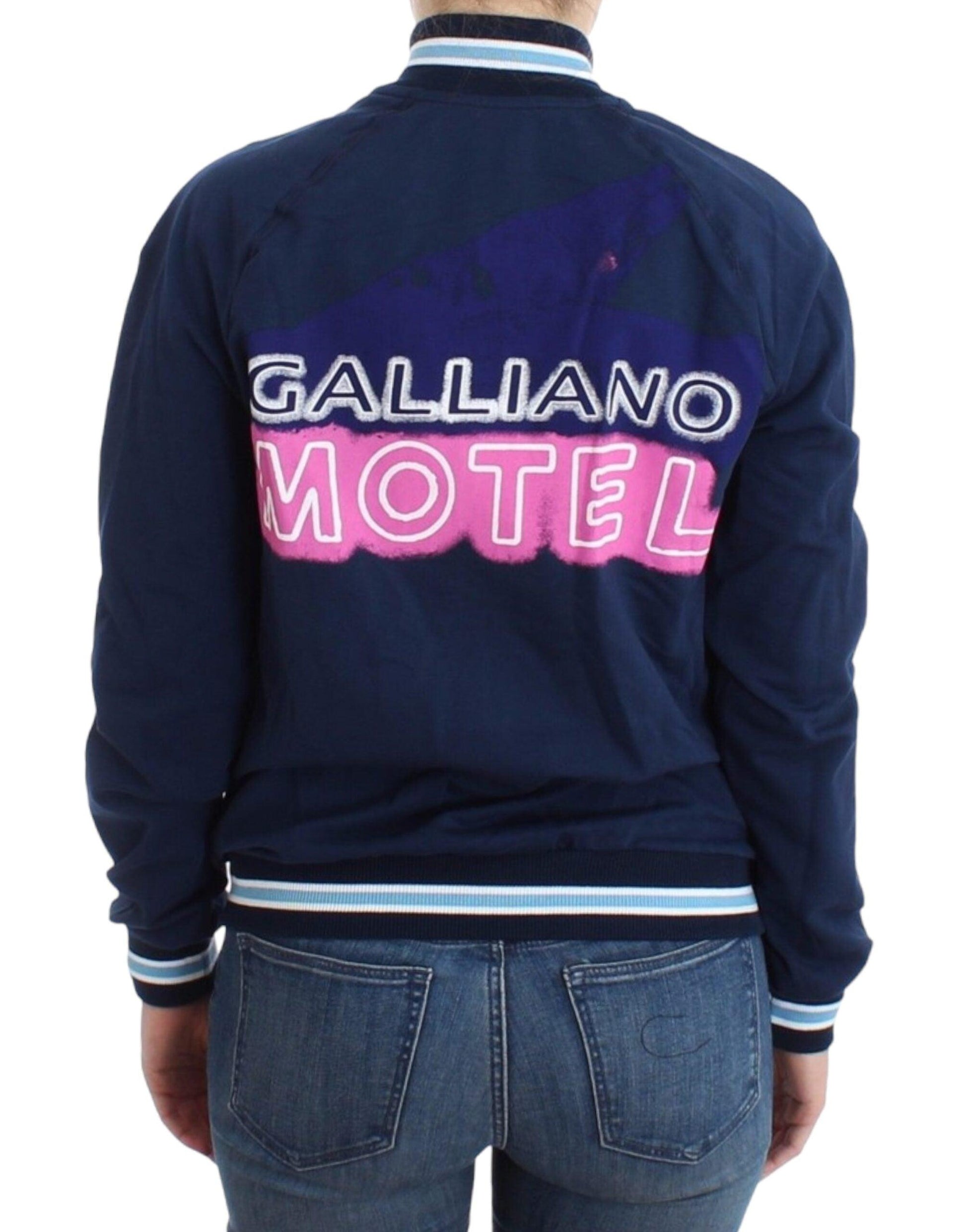 John Galliano Chic Blue Zip Cardigan with Logo Detail - Arichezz.store