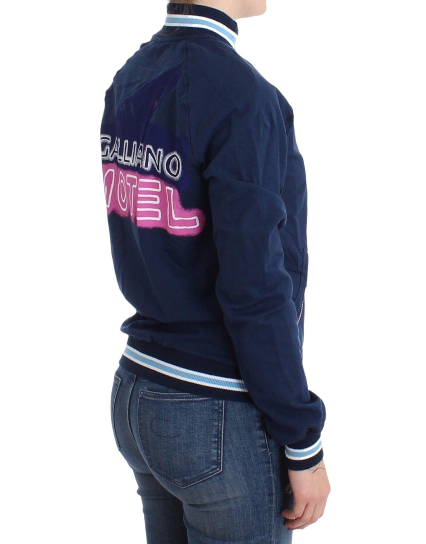 John Galliano Chic Blue Zip Cardigan with Logo Detail - Arichezz.store