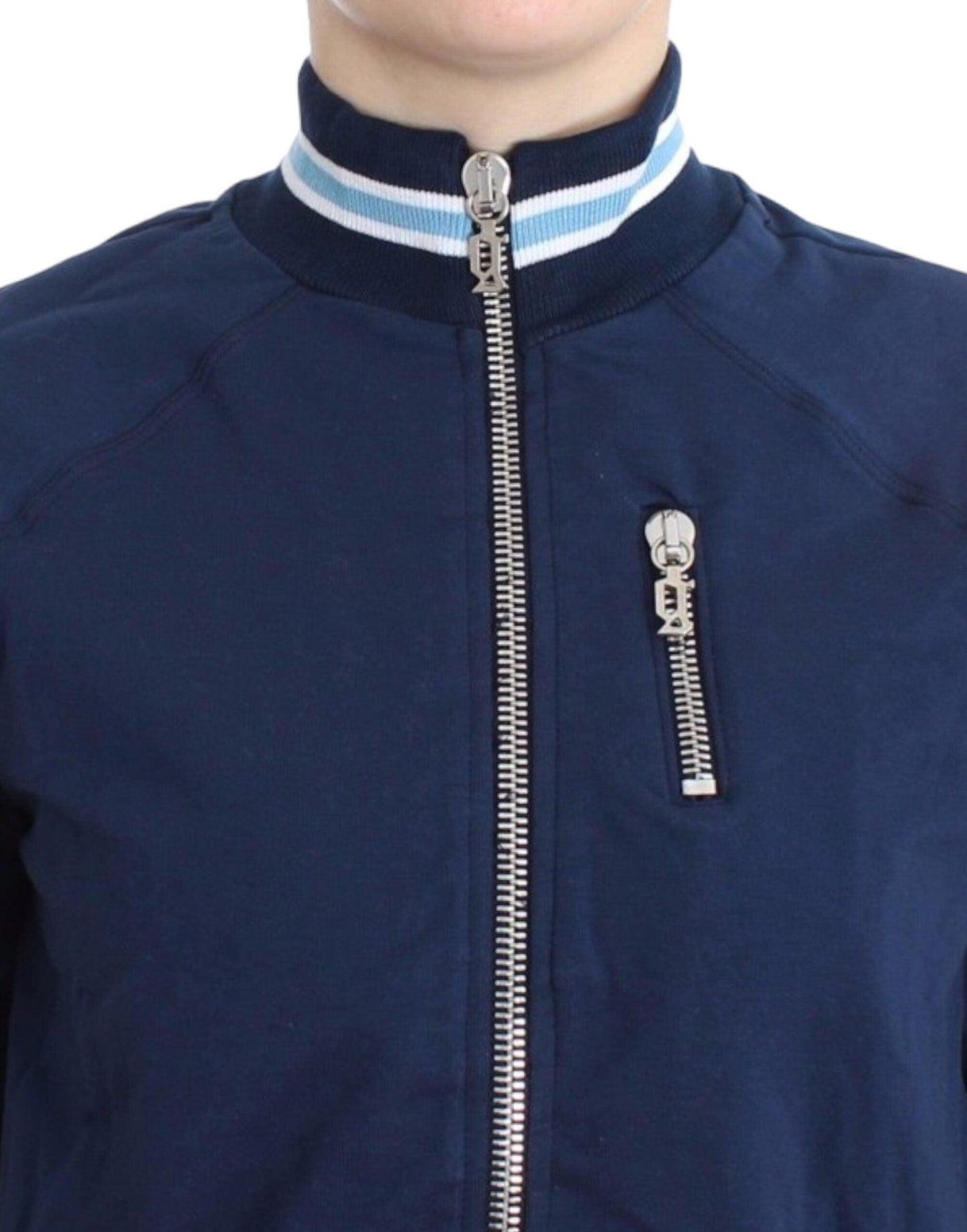 John Galliano Chic Blue Zip Cardigan with Logo Detail - Arichezz.store