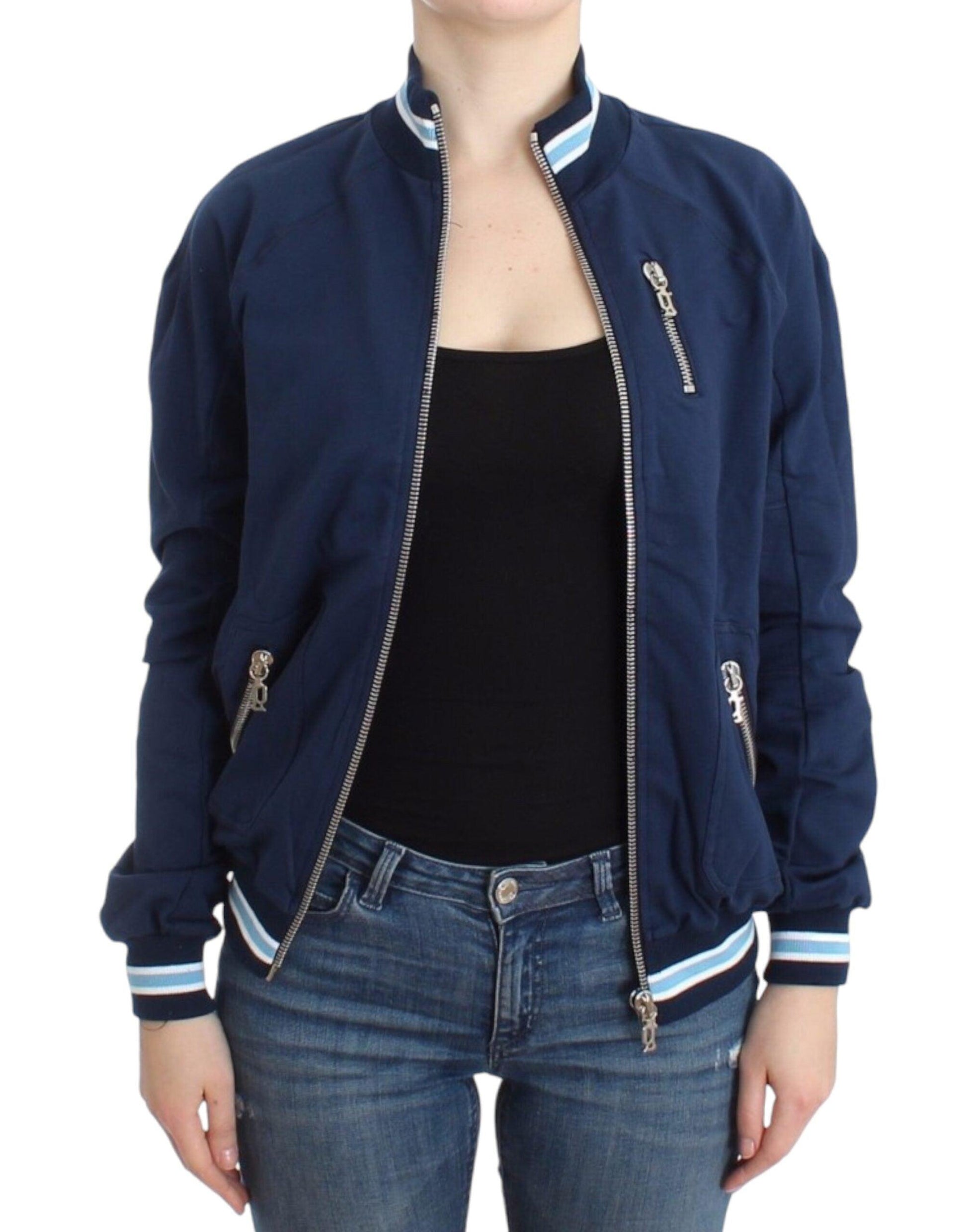 John Galliano Chic Blue Zip Cardigan with Logo Detail - Arichezz.store