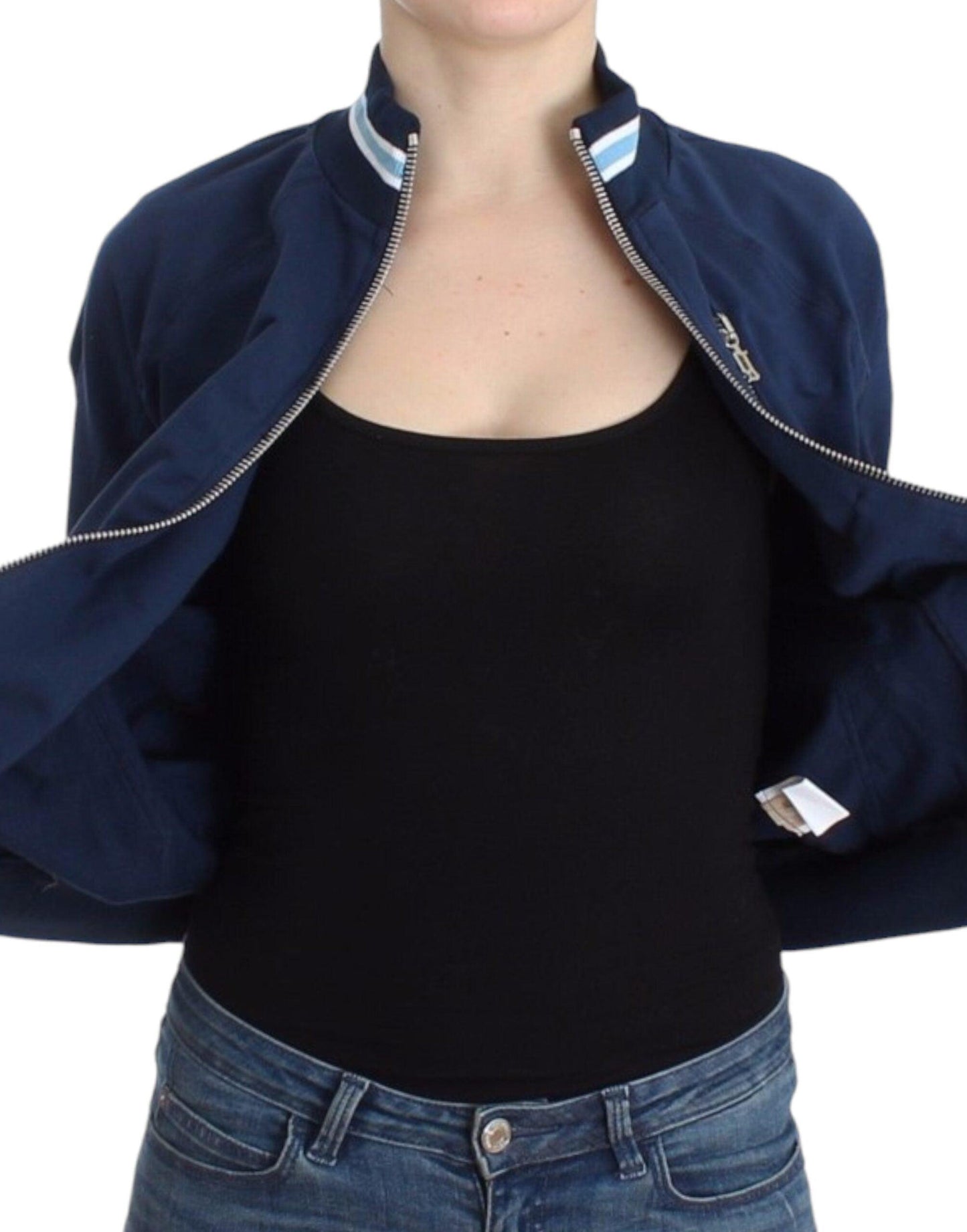 John Galliano Chic Blue Zip Cardigan with Logo Detail - Arichezz.store