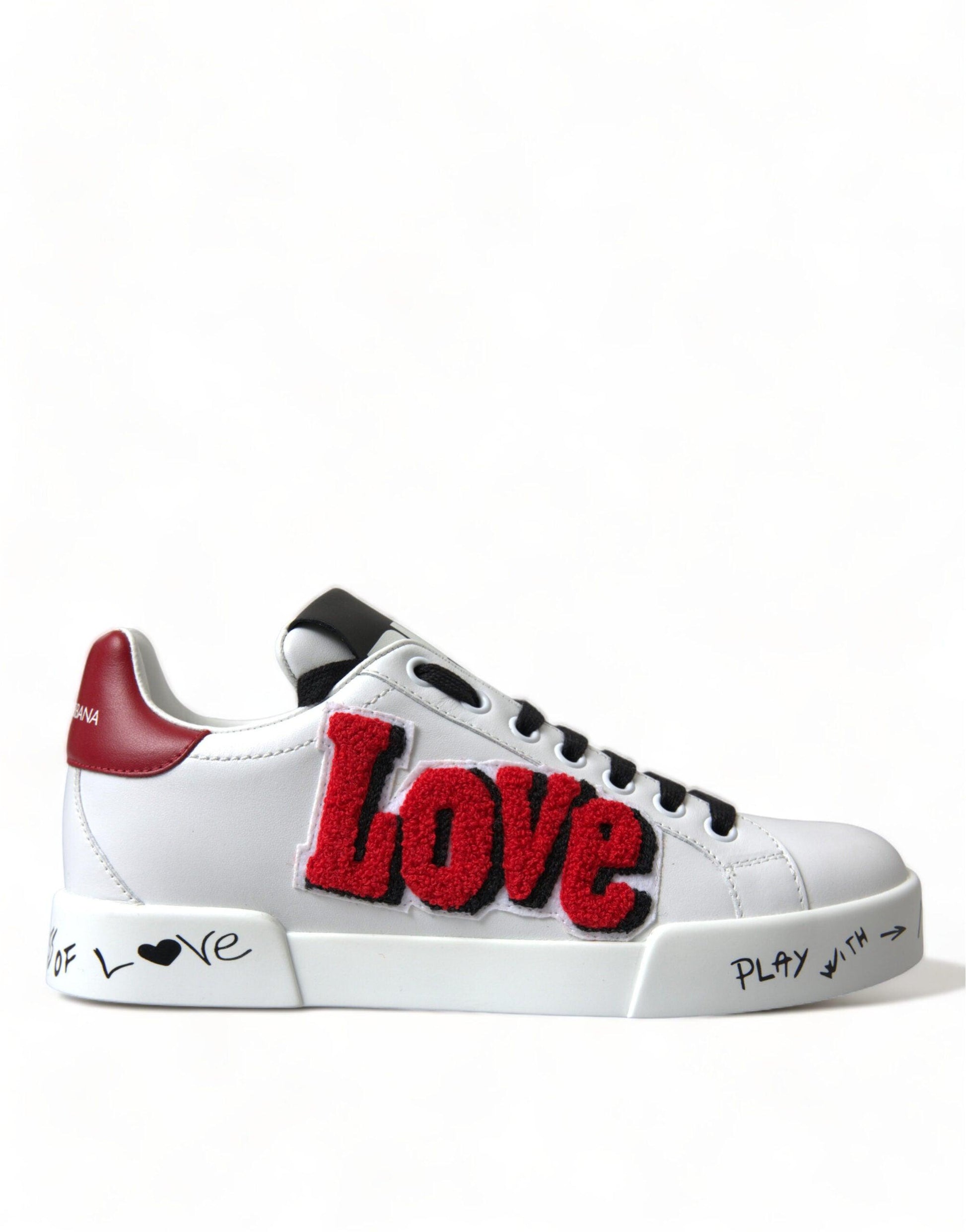 Dolce & Gabbana Chic White Portofino Leather Sneakers - Arichezz.store