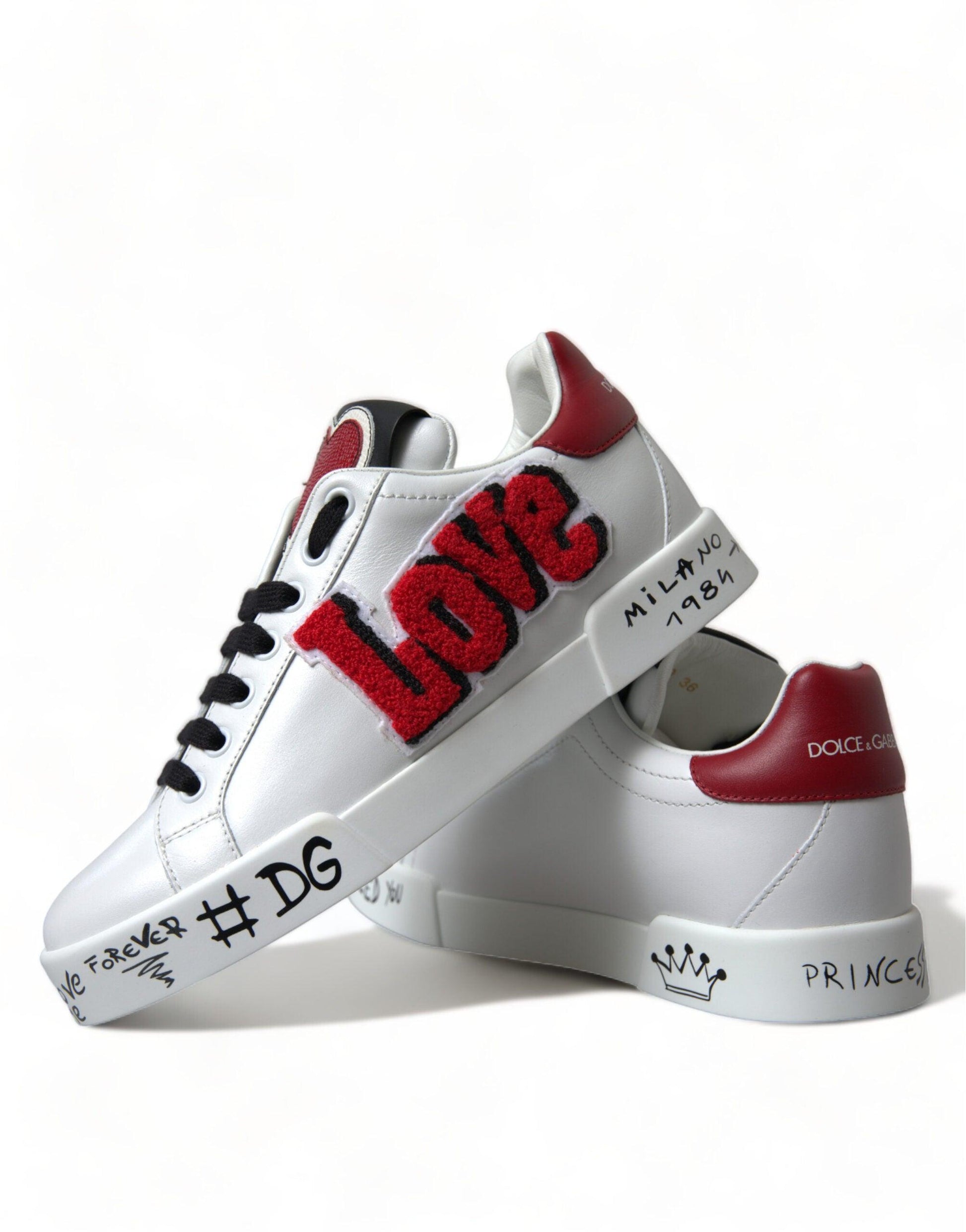 Dolce & Gabbana Chic White Portofino Leather Sneakers - Arichezz.store