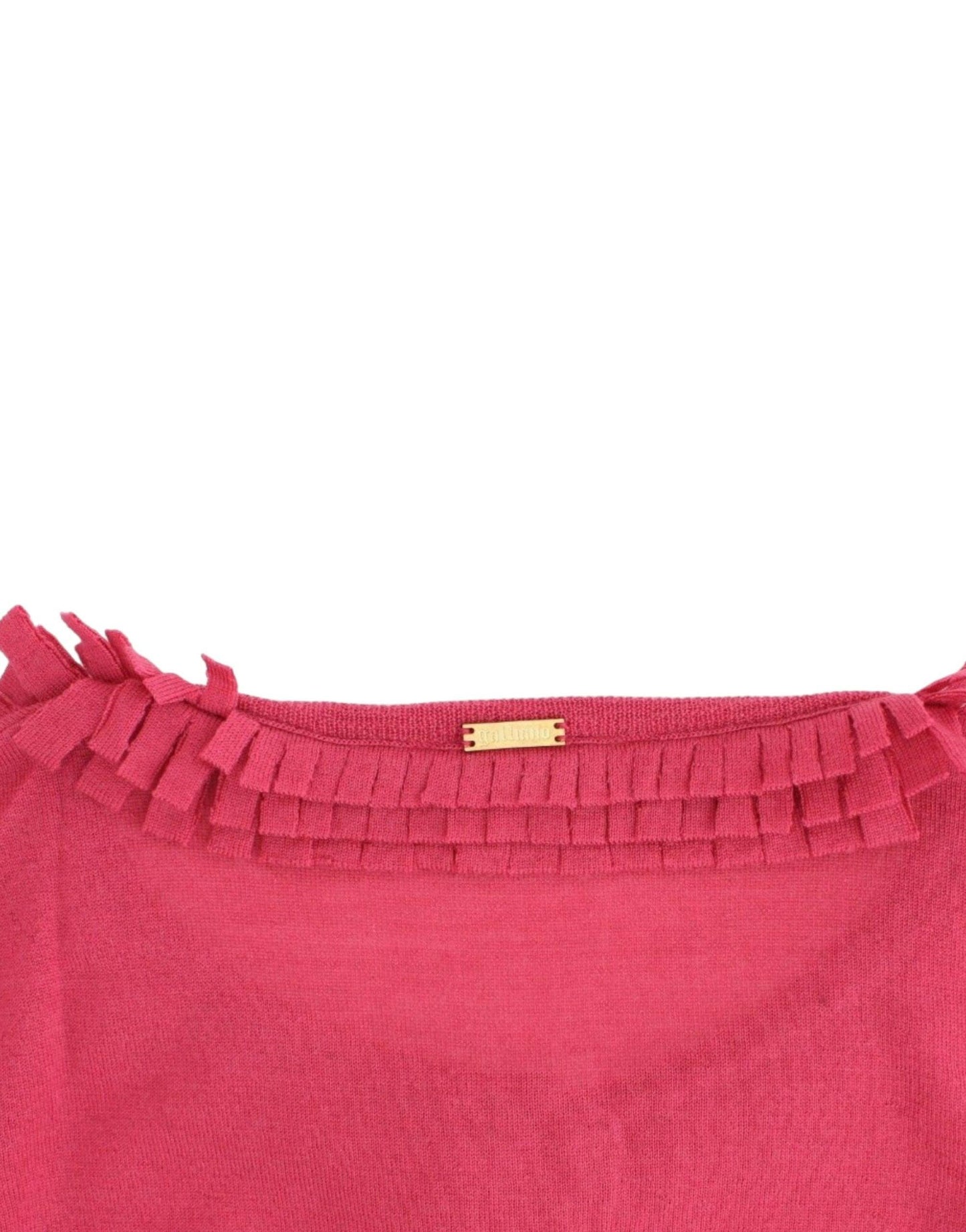 John Galliano Ruffle Detail Wool Cardigan in Pink - Arichezz.store