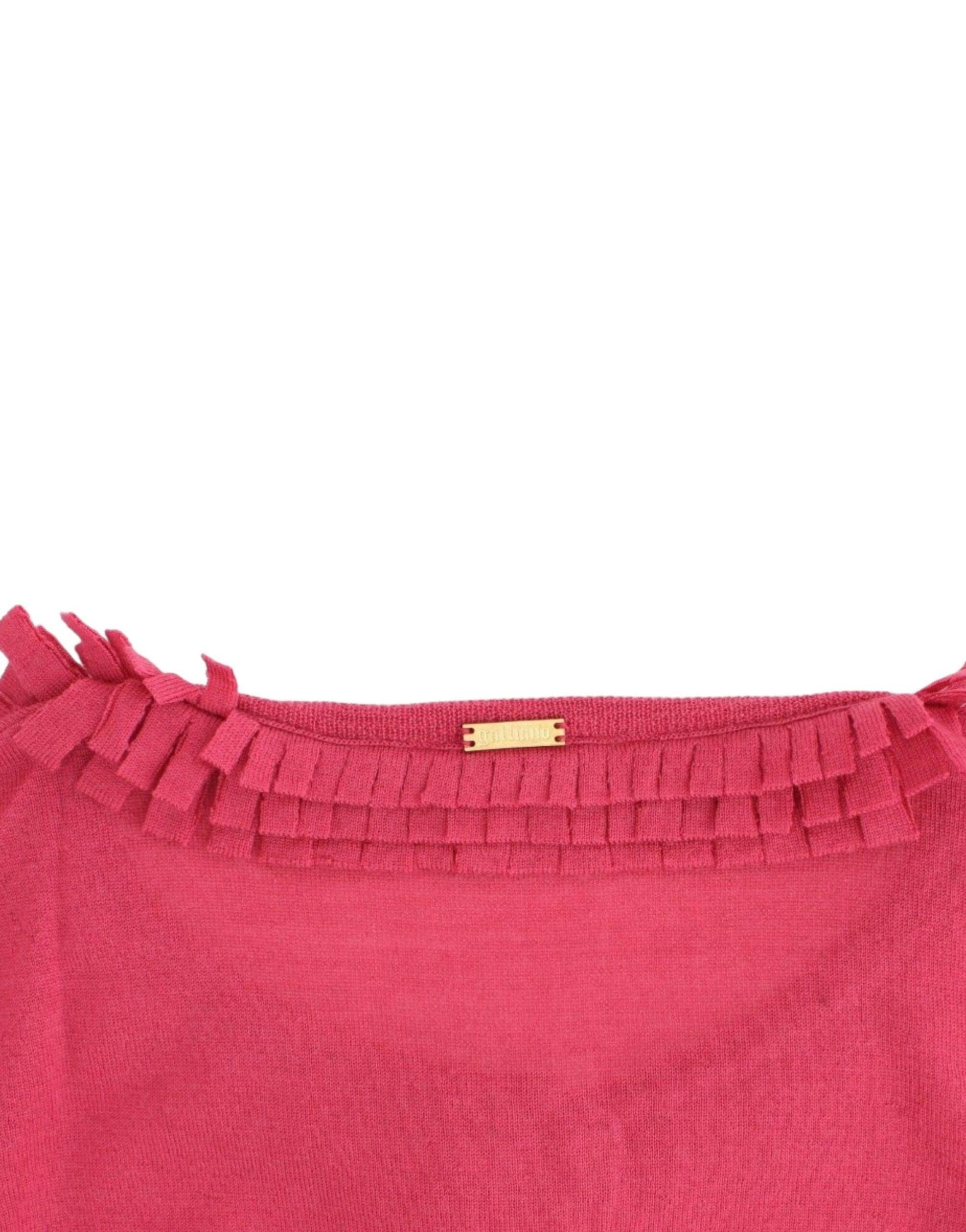 John Galliano Ruffle Detail Wool Cardigan in Pink - Arichezz.store