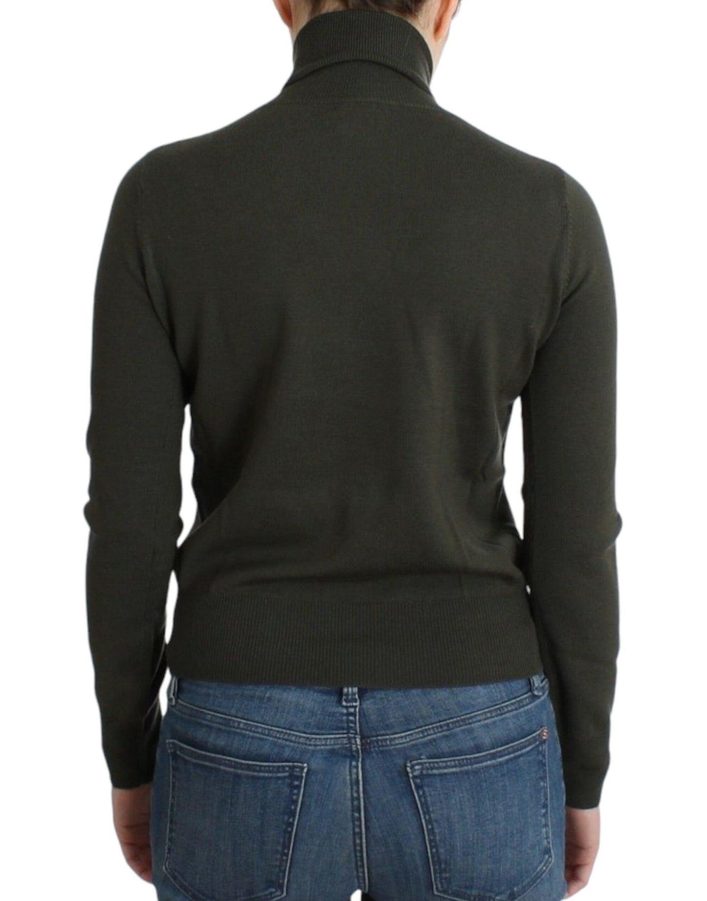 John Galliano Chic Green Turtleneck Virgin Wool Sweater - Arichezz.store