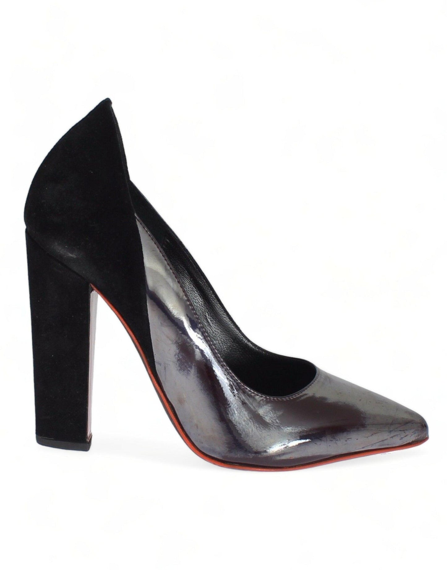 Cédric Charlier Metallic Gray Leather Pumps - Arichezz.store