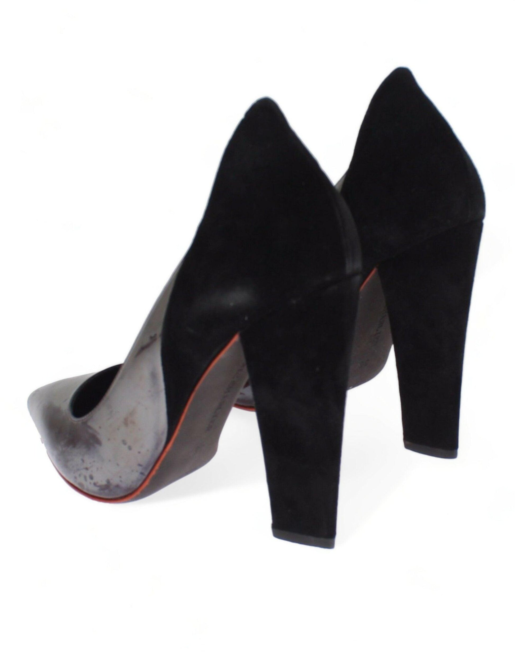 Cédric Charlier Metallic Gray Leather Pumps - Arichezz.store