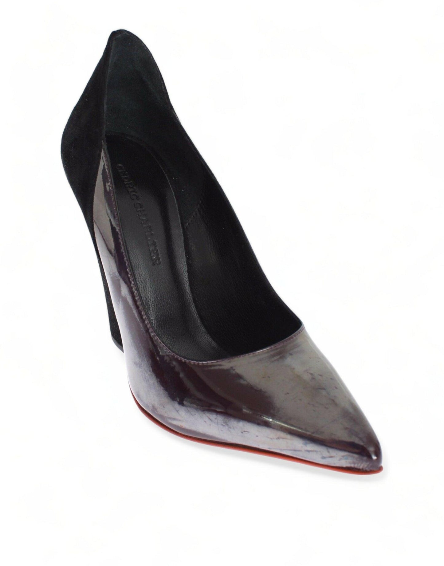 Cédric Charlier Metallic Gray Leather Pumps - Arichezz.store