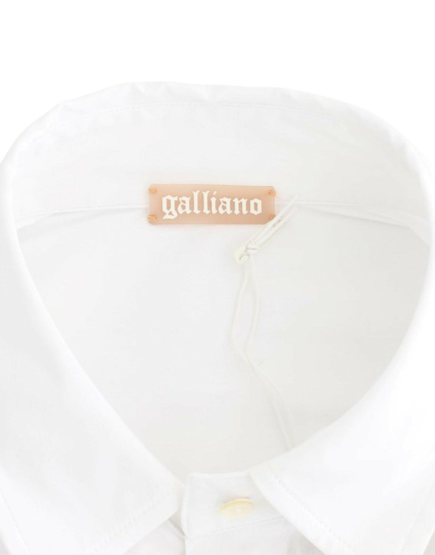 John Galliano Chic White Cotton Blend Shortsleeve Blouse - Arichezz.store