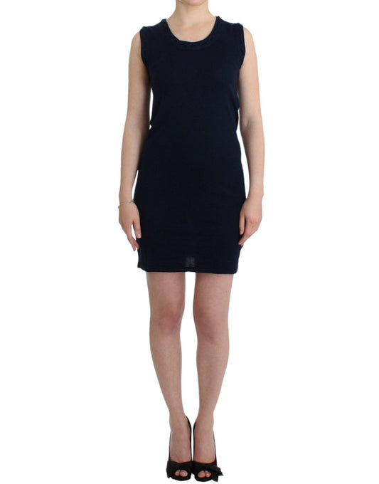 John Galliano Elegant Knee-Length Blue Cotton Dress - Arichezz.store