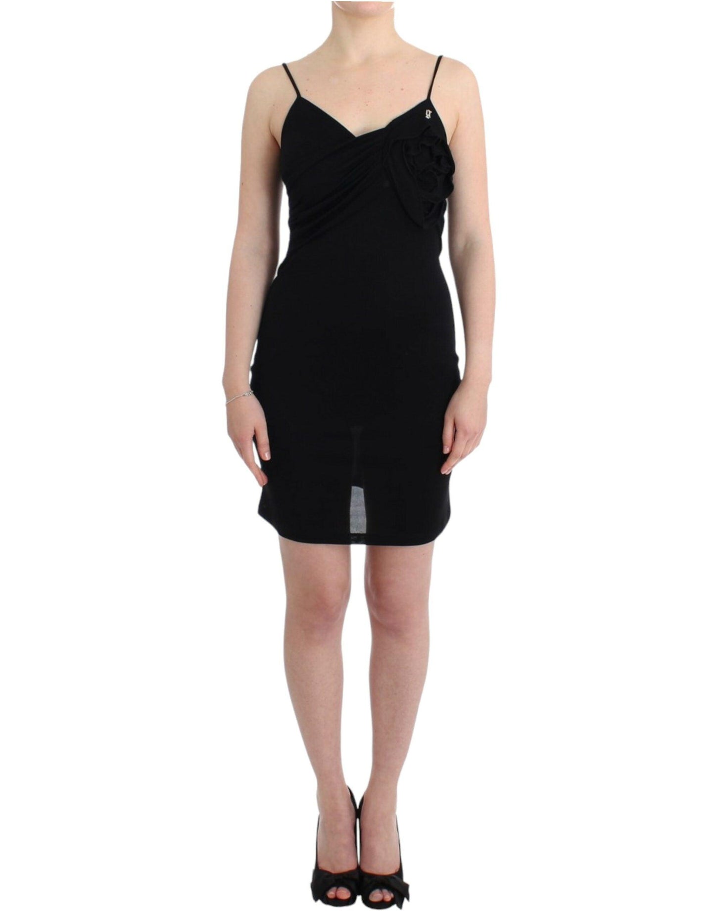 John Galliano Black Jersey Knee-Length Dress