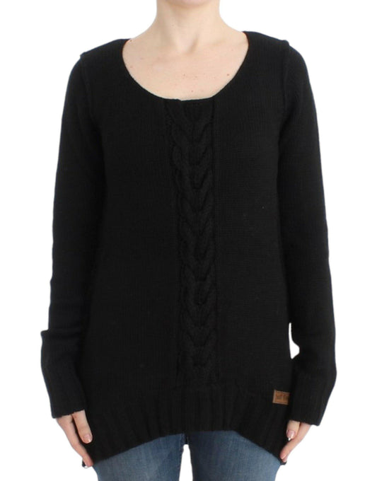 Cavalli Alluring Black Knitted Crew Neck Sweater - Arichezz.store