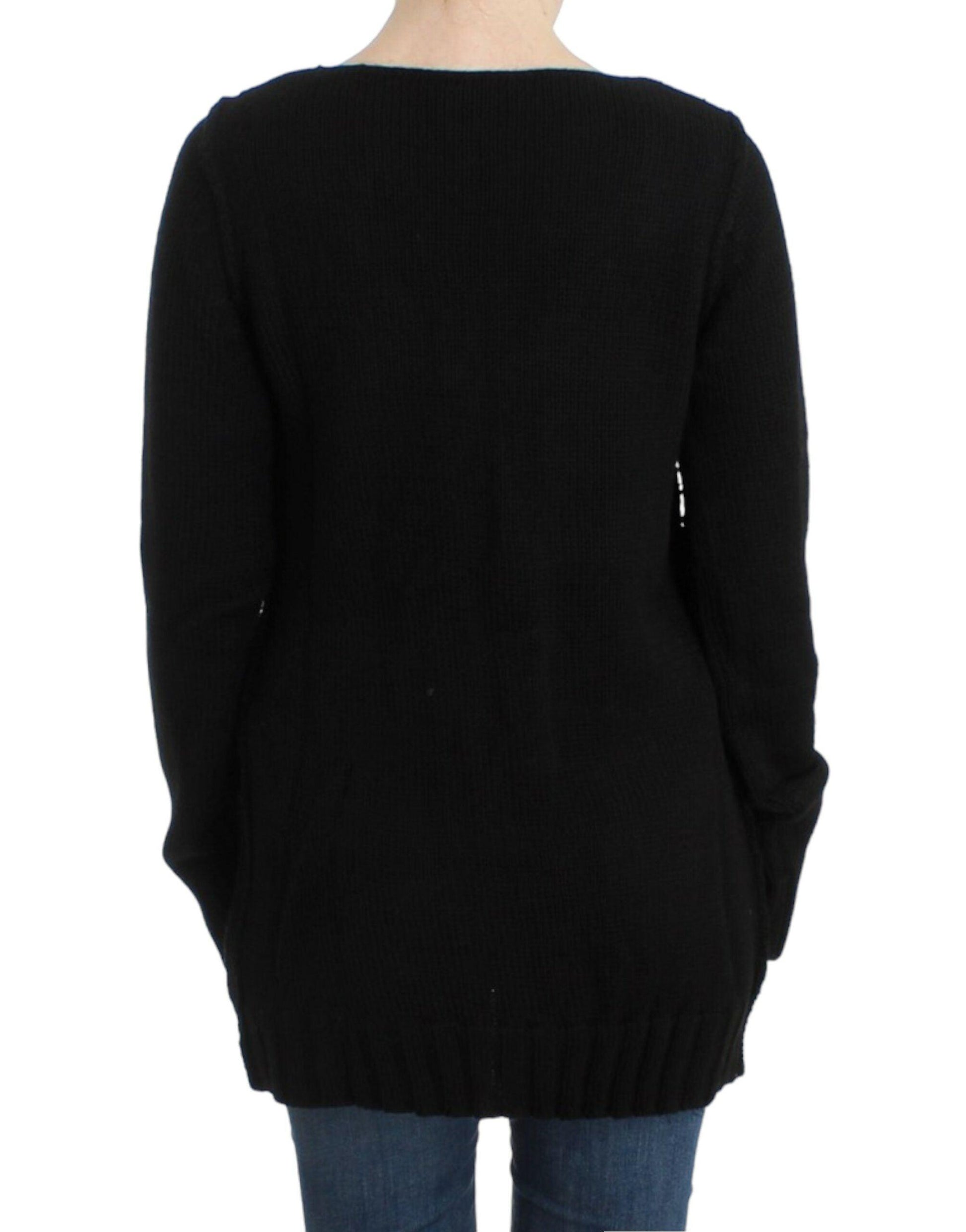 Cavalli Alluring Black Knitted Crew Neck Sweater - Arichezz.store