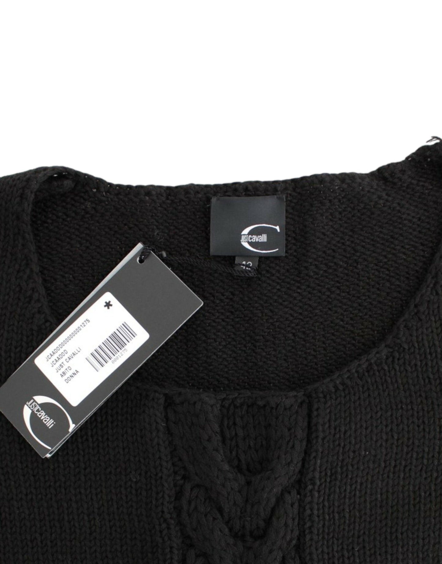 Cavalli Alluring Black Knitted Crew Neck Sweater - Arichezz.store