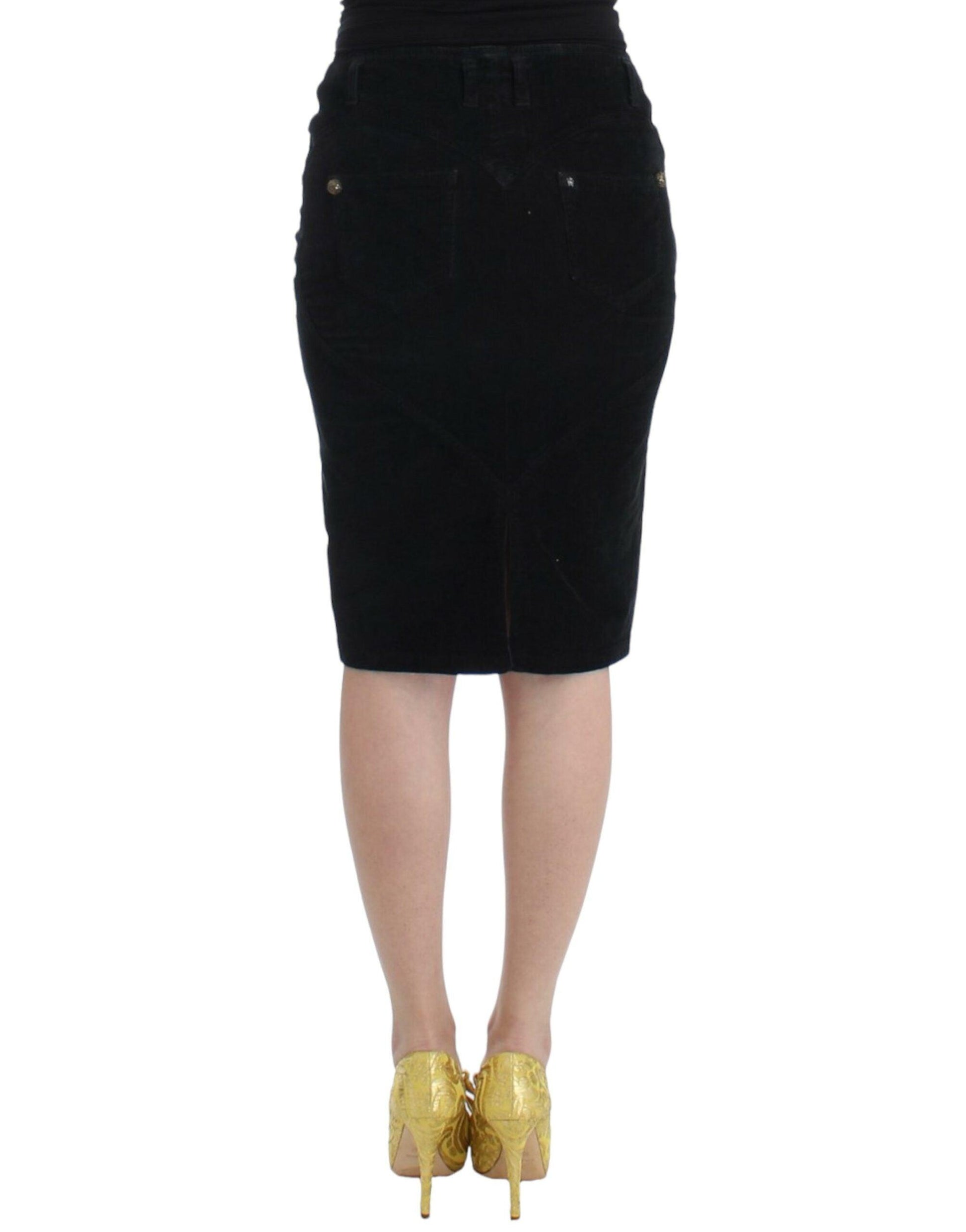 Cavalli Elegant Black Pencil Skirt for Sophisticated Style - Arichezz.store