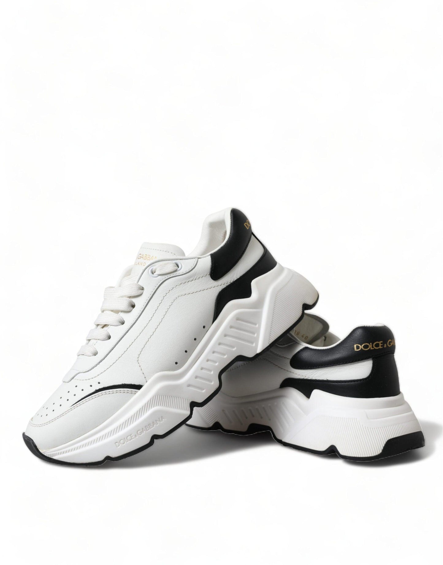 Dolce & Gabbana Chic Black & White Daymaster Leather Sneakers - Arichezz.store