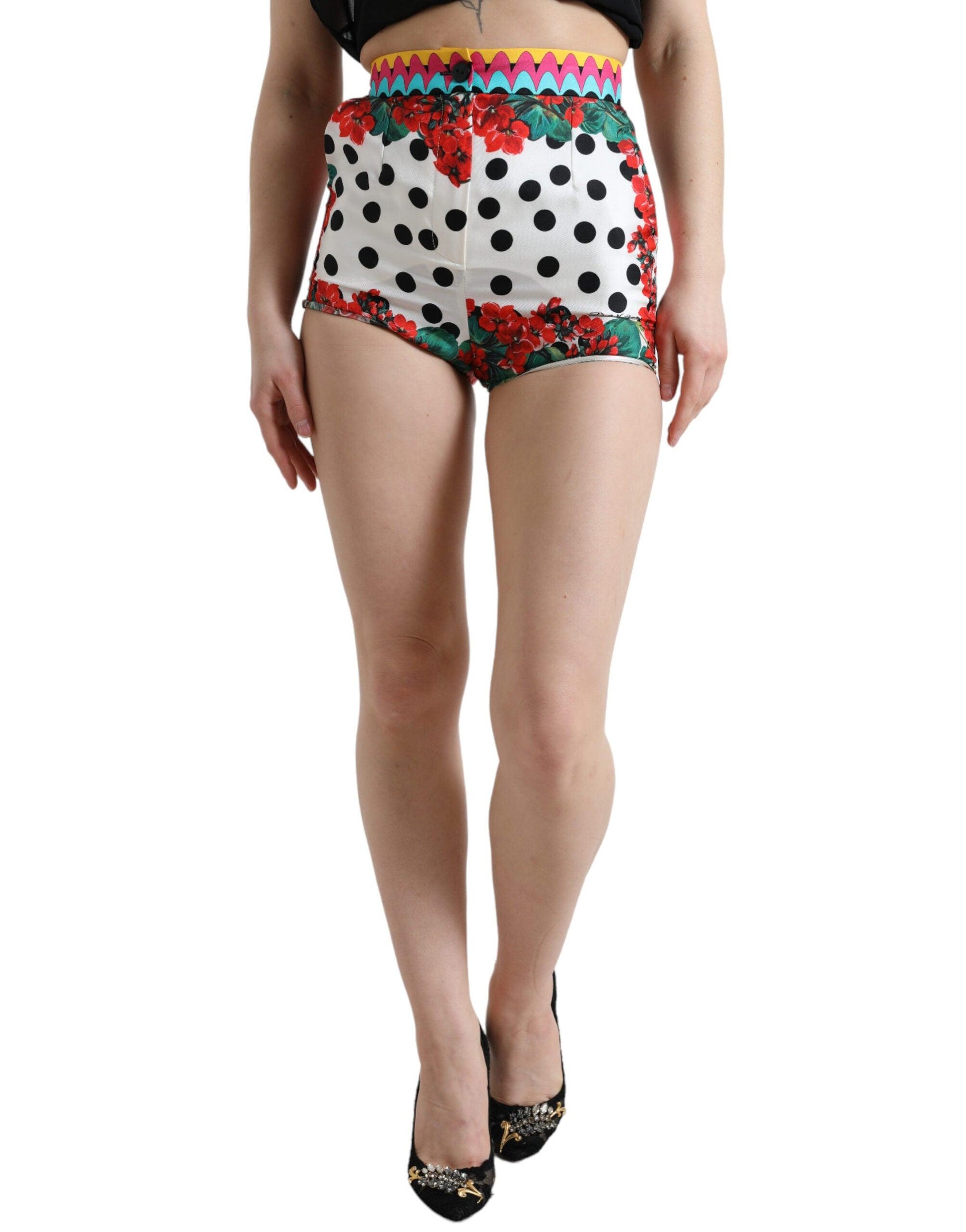 Dolce & Gabbana Multicolor Silk High Waist Hot Pants - Arichezz.store