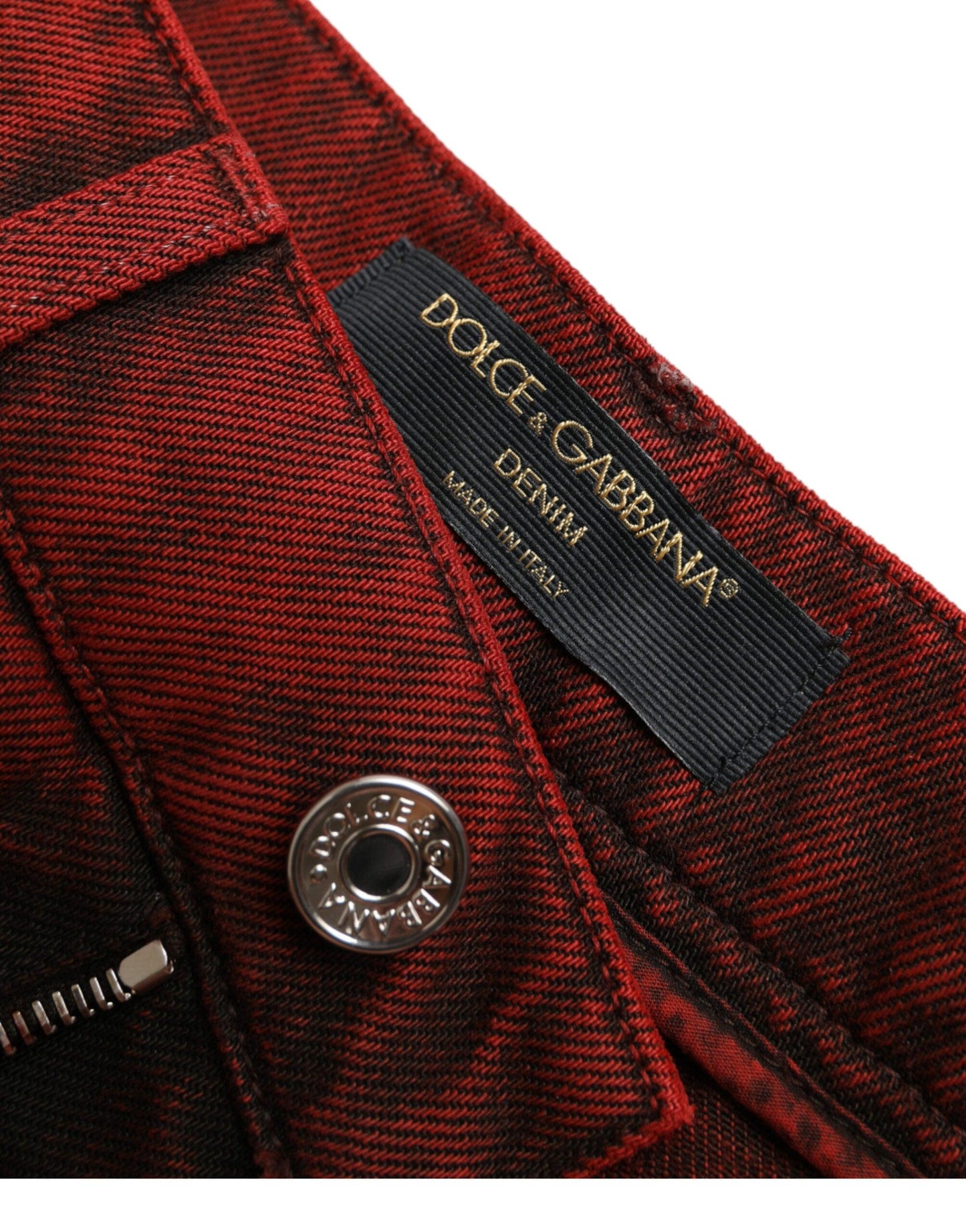 Dolce & Gabbana High Waist Red Denim Hot Pants Shorts - Arichezz.store