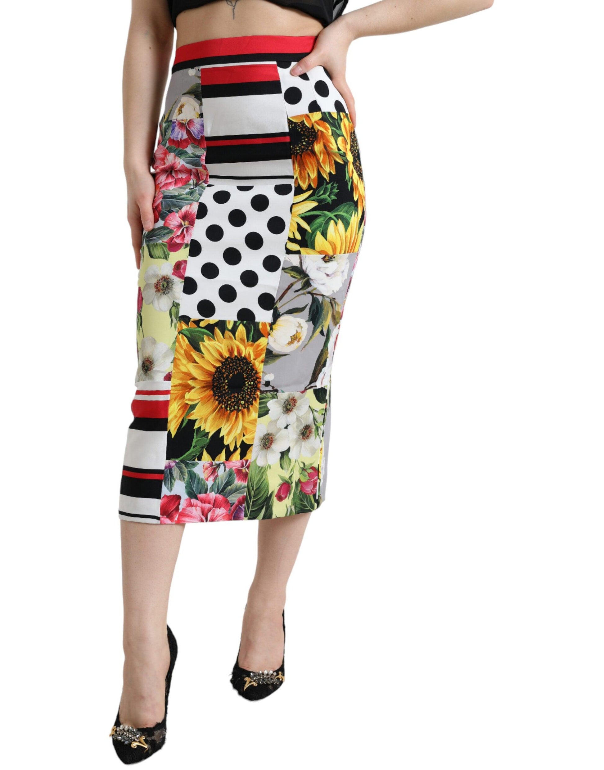 Dolce & Gabbana Glamorous High Waist Patchwork Midi Skirt - Arichezz.store