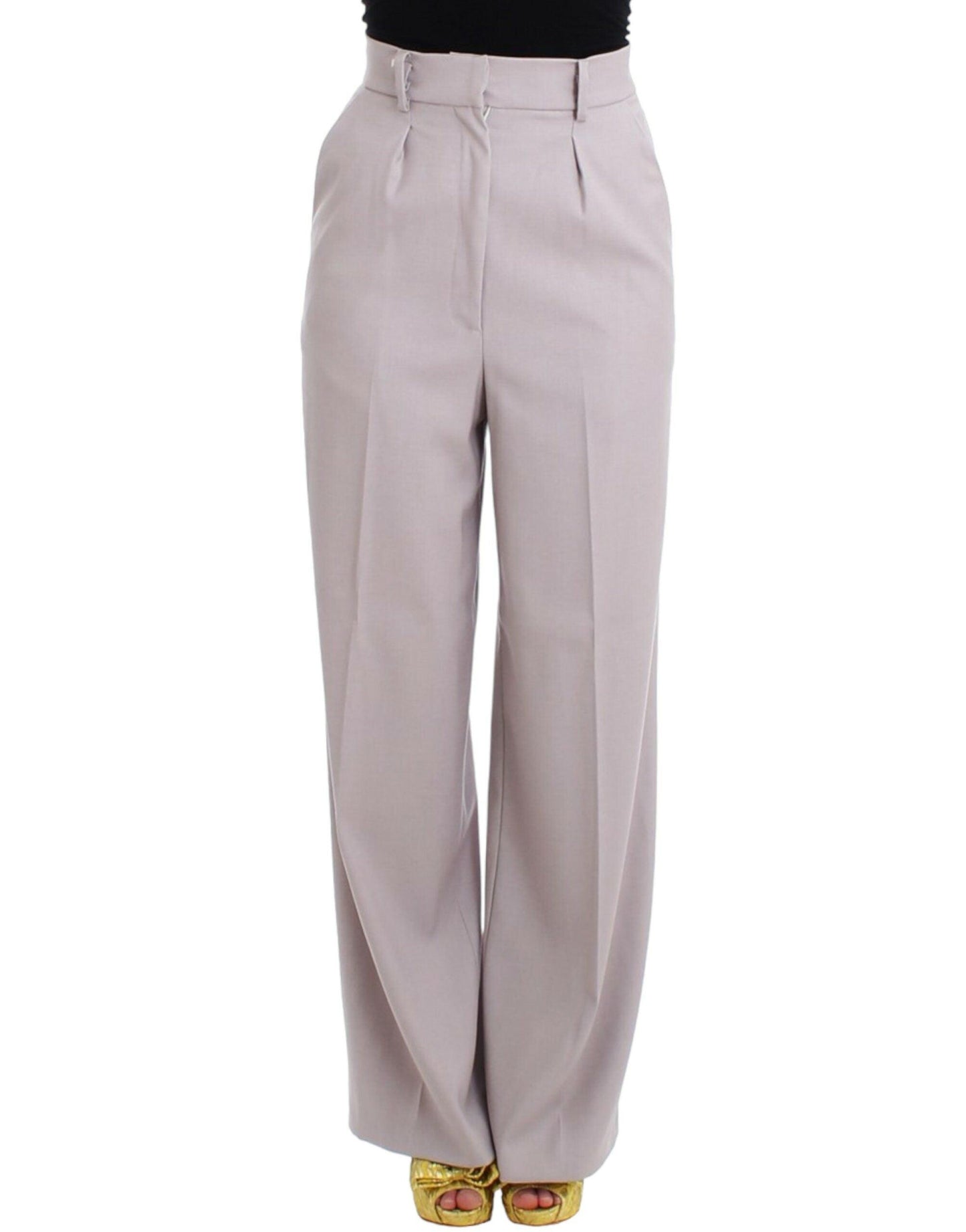 Cavalli Sophisticated High Waisted Gray Pants - Arichezz.store