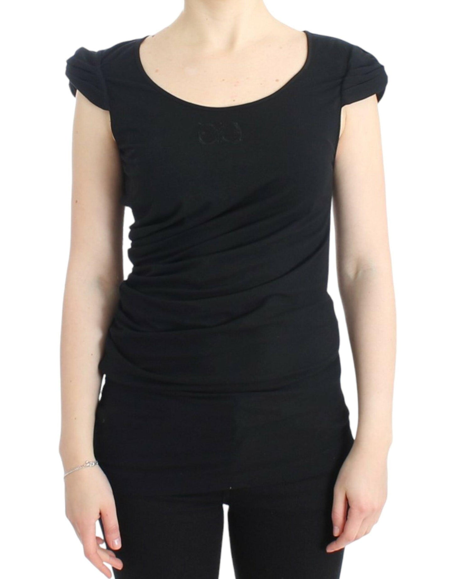 Cavalli Elegant Cap Sleeve Black Top - Arichezz.store