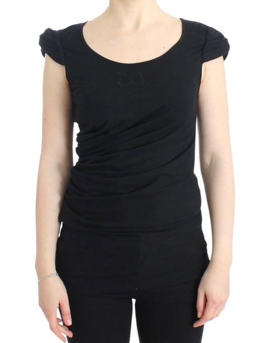 Cavalli Elegant Cap Sleeve Black Top - Arichezz.store