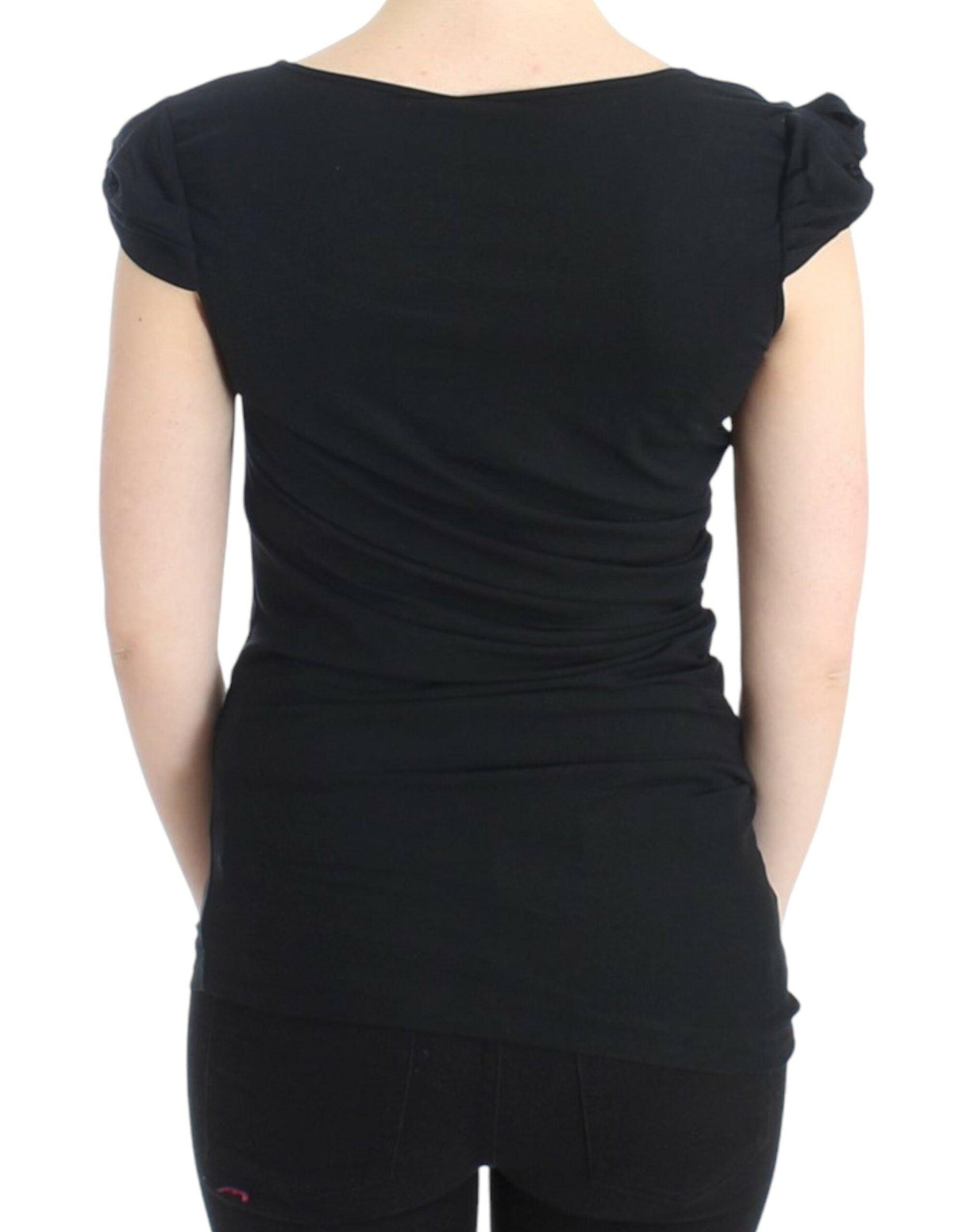 Cavalli Elegant Cap Sleeve Black Top - Arichezz.store