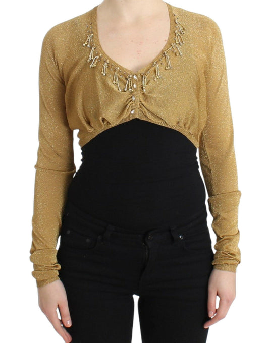 Cavalli Embellished Gold Shimmer Shrug - Arichezz.store