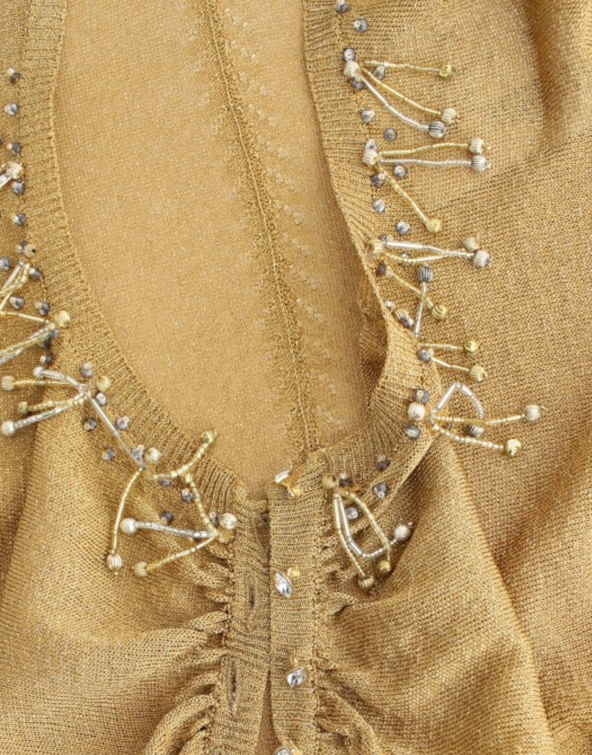 Cavalli Embellished Gold Shimmer Shrug - Arichezz.store