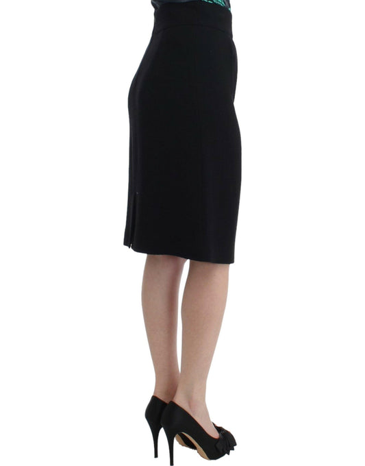 Cavalli Elegant Black Wool Pencil Skirt - Arichezz.store