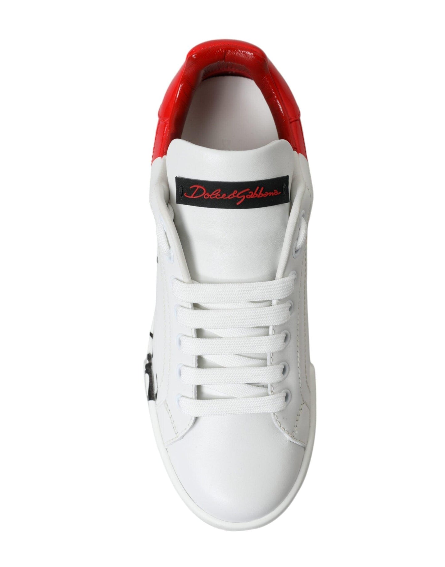 Dolce & Gabbana Elegant White Leather Portofino Sneakers - Arichezz.store