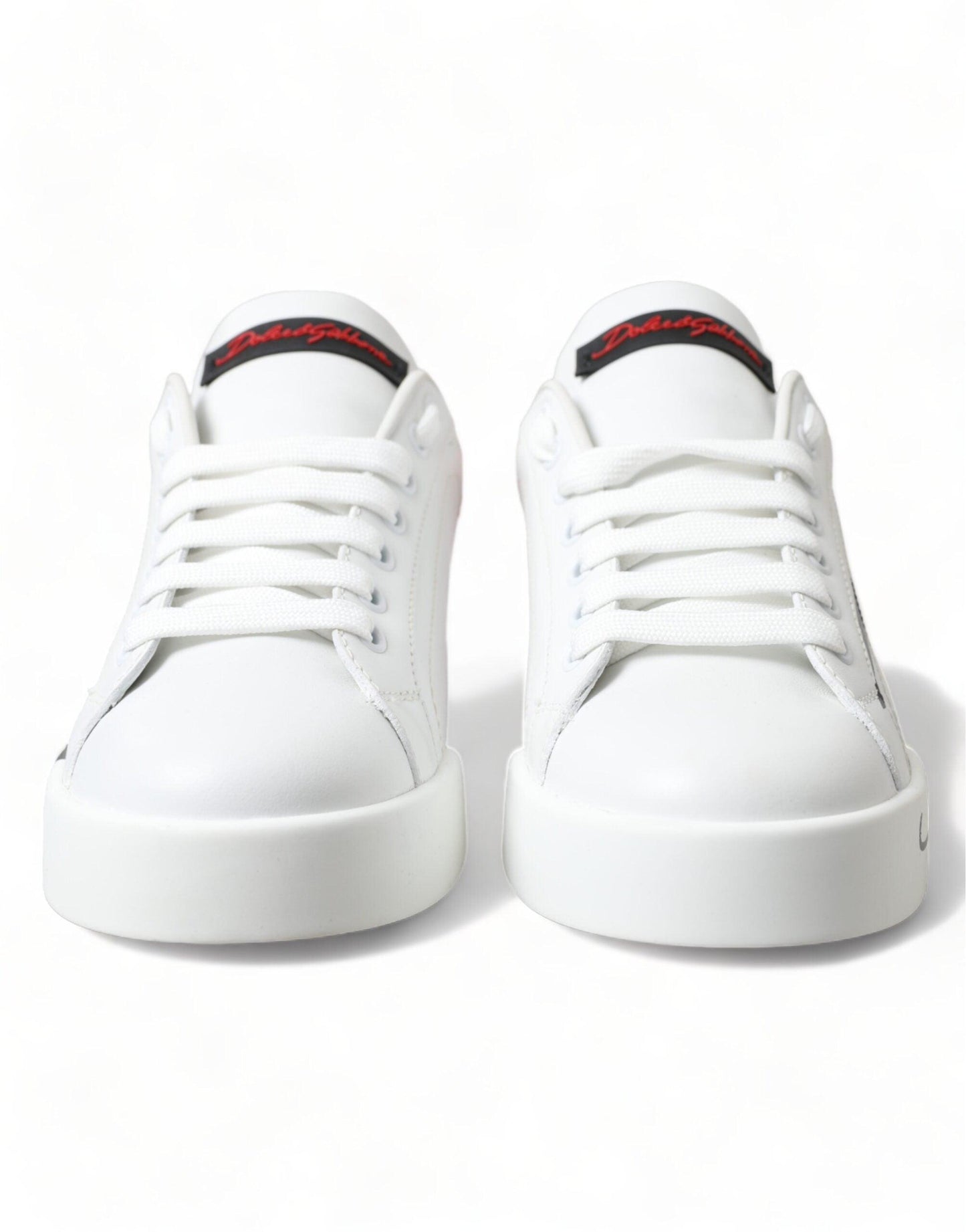 Dolce & Gabbana Elegant White Leather Portofino Sneakers - Arichezz.store