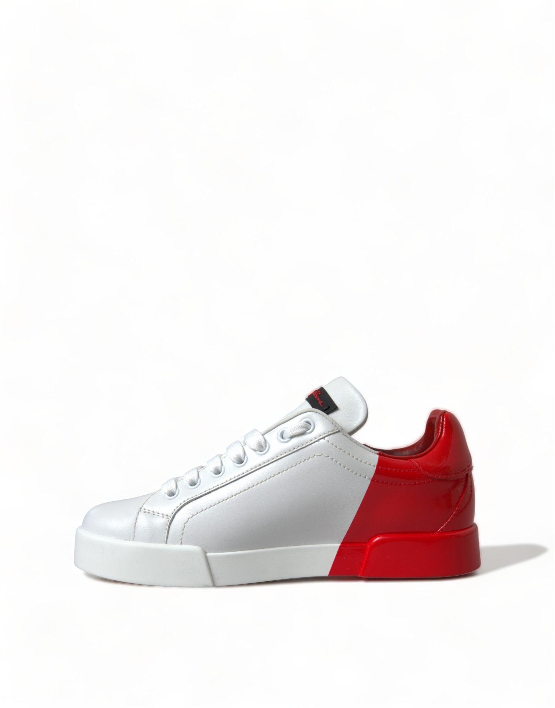 Dolce & Gabbana Elegant White Leather Portofino Sneakers - Arichezz.store