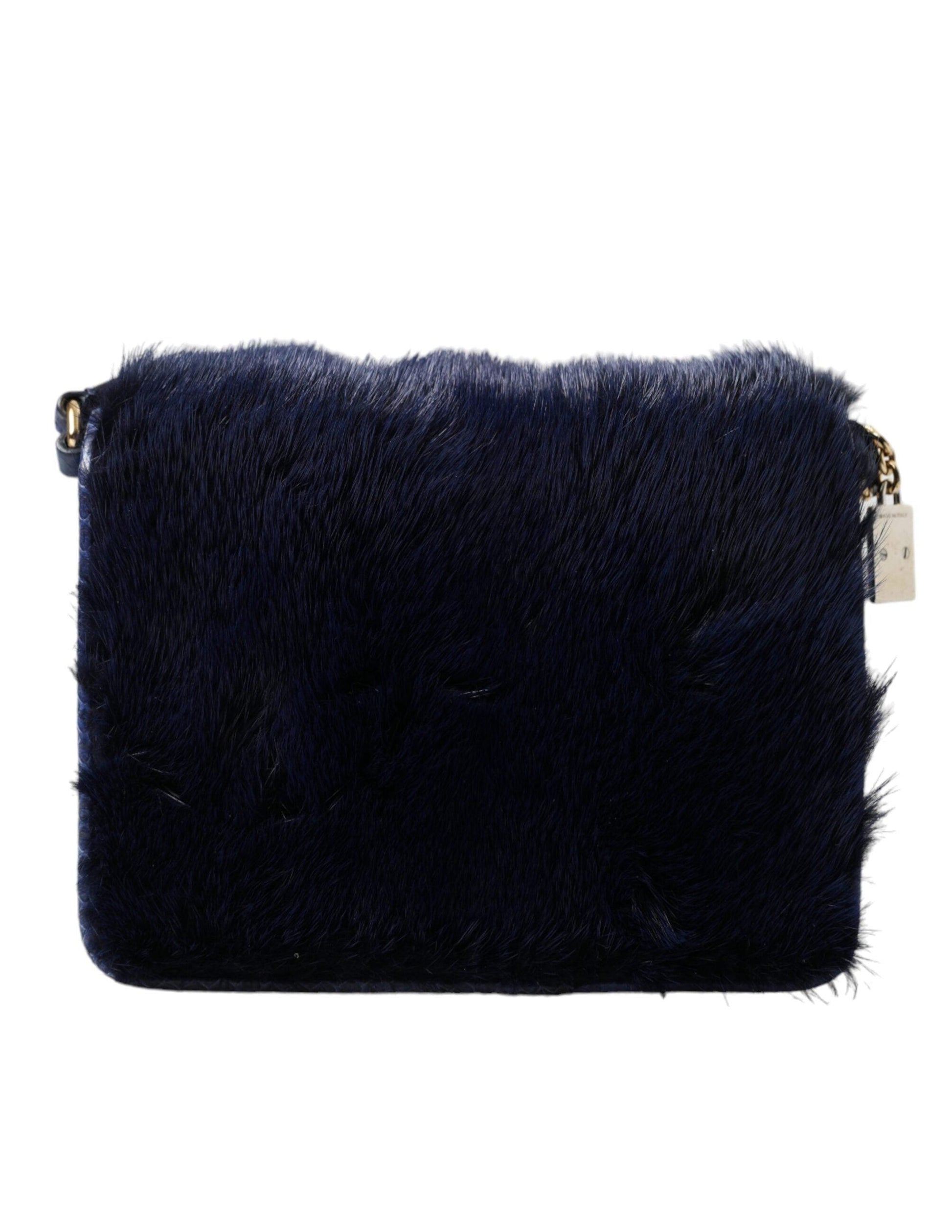 Dolce & Gabbana Exquisite Blue Mink Fur Shoulder Bag - Arichezz.store