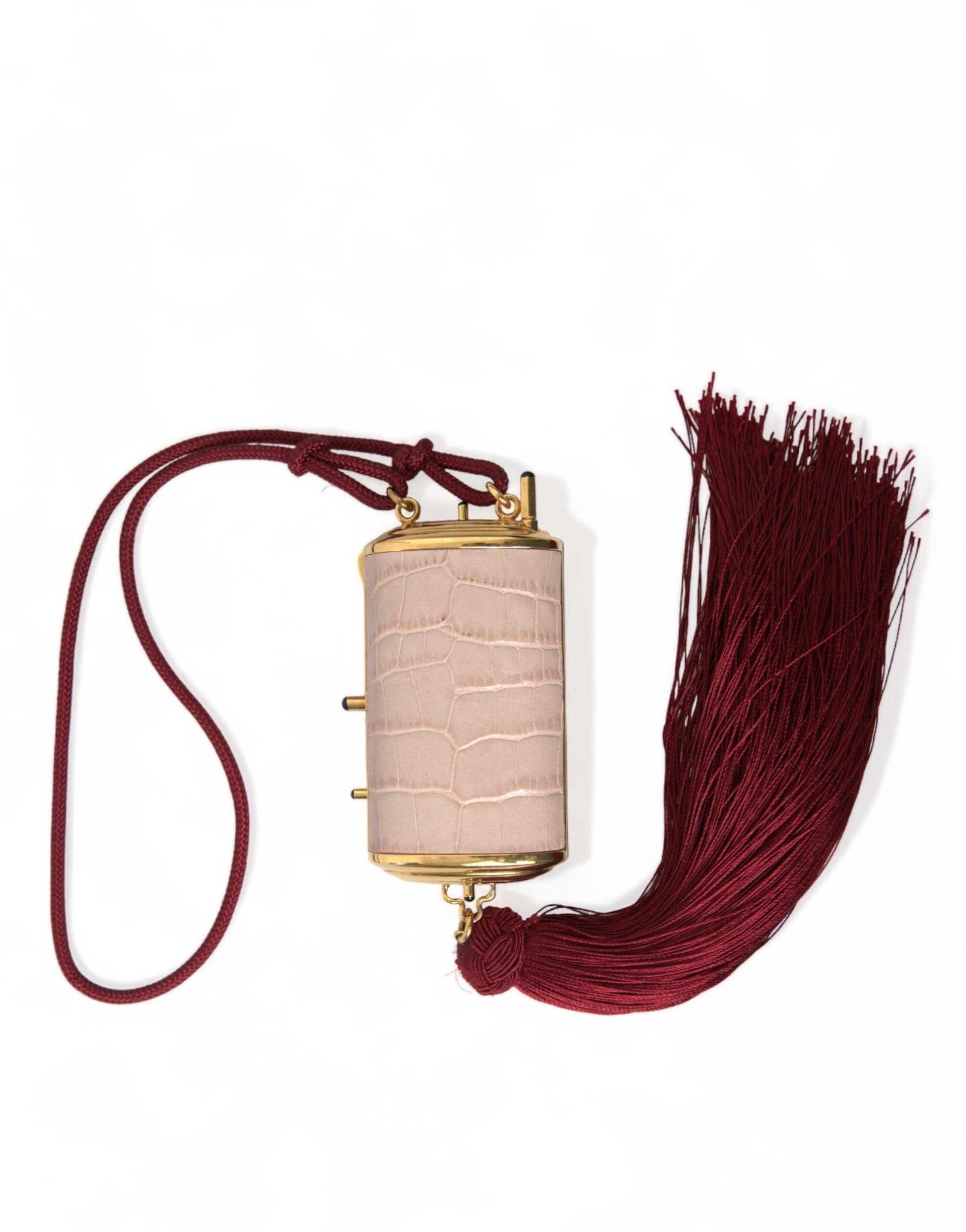 Dolce & Gabbana Exotic Pink Leather Mini Mirror Bag with Tassel - Arichezz.store