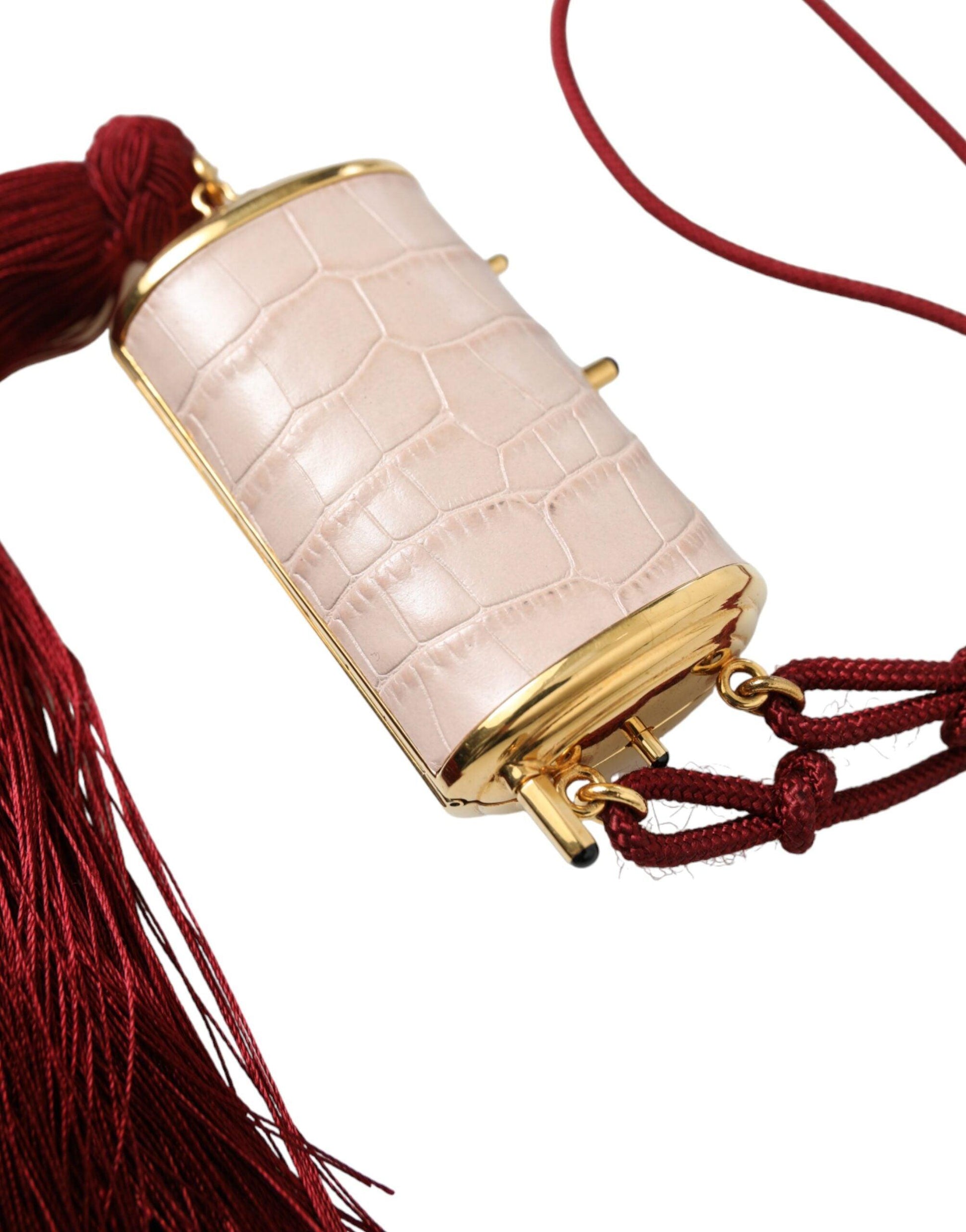 Dolce & Gabbana Exotic Pink Leather Mini Mirror Bag with Tassel - Arichezz.store