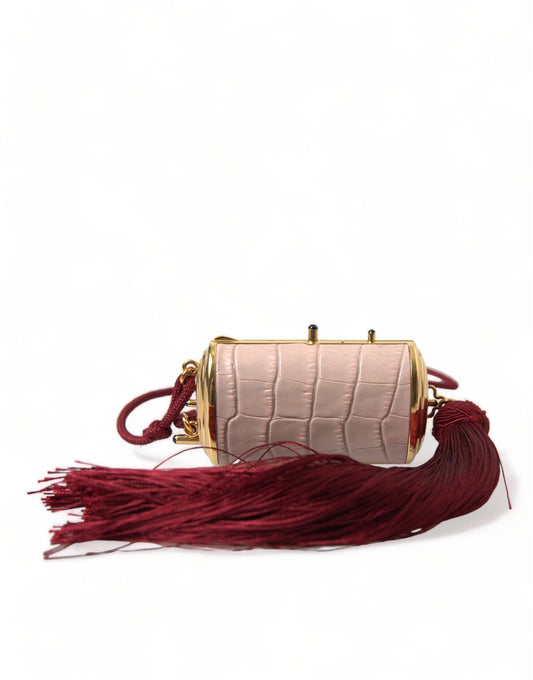 Dolce & Gabbana Exotic Pink Leather Mini Mirror Bag with Tassel - Arichezz.store