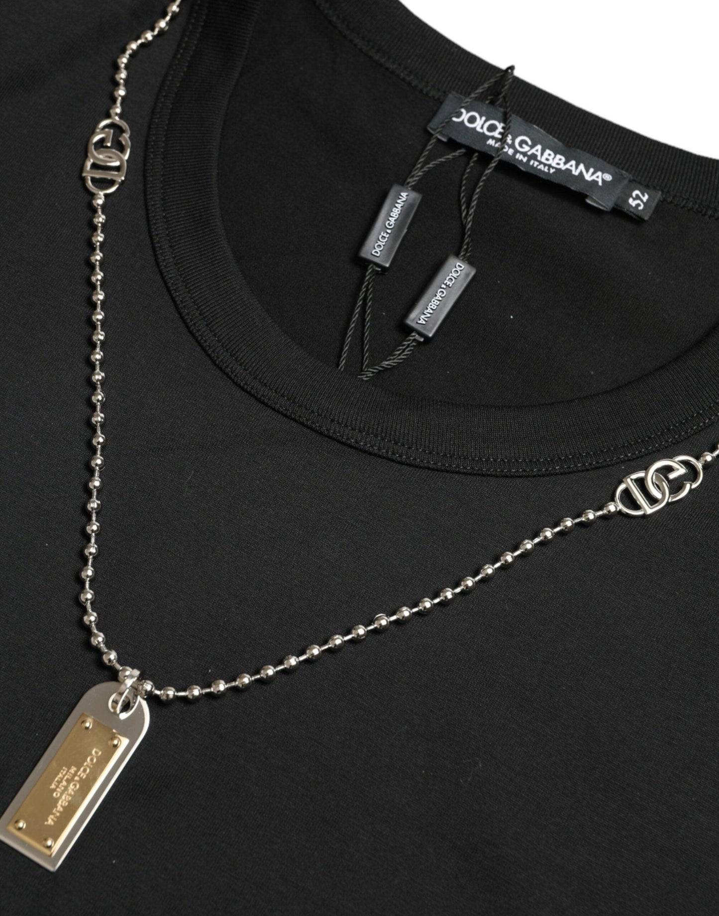 Dolce & Gabbana Sleek Cotton Round Neck T-Shirt with Chain Detail - Arichezz.store