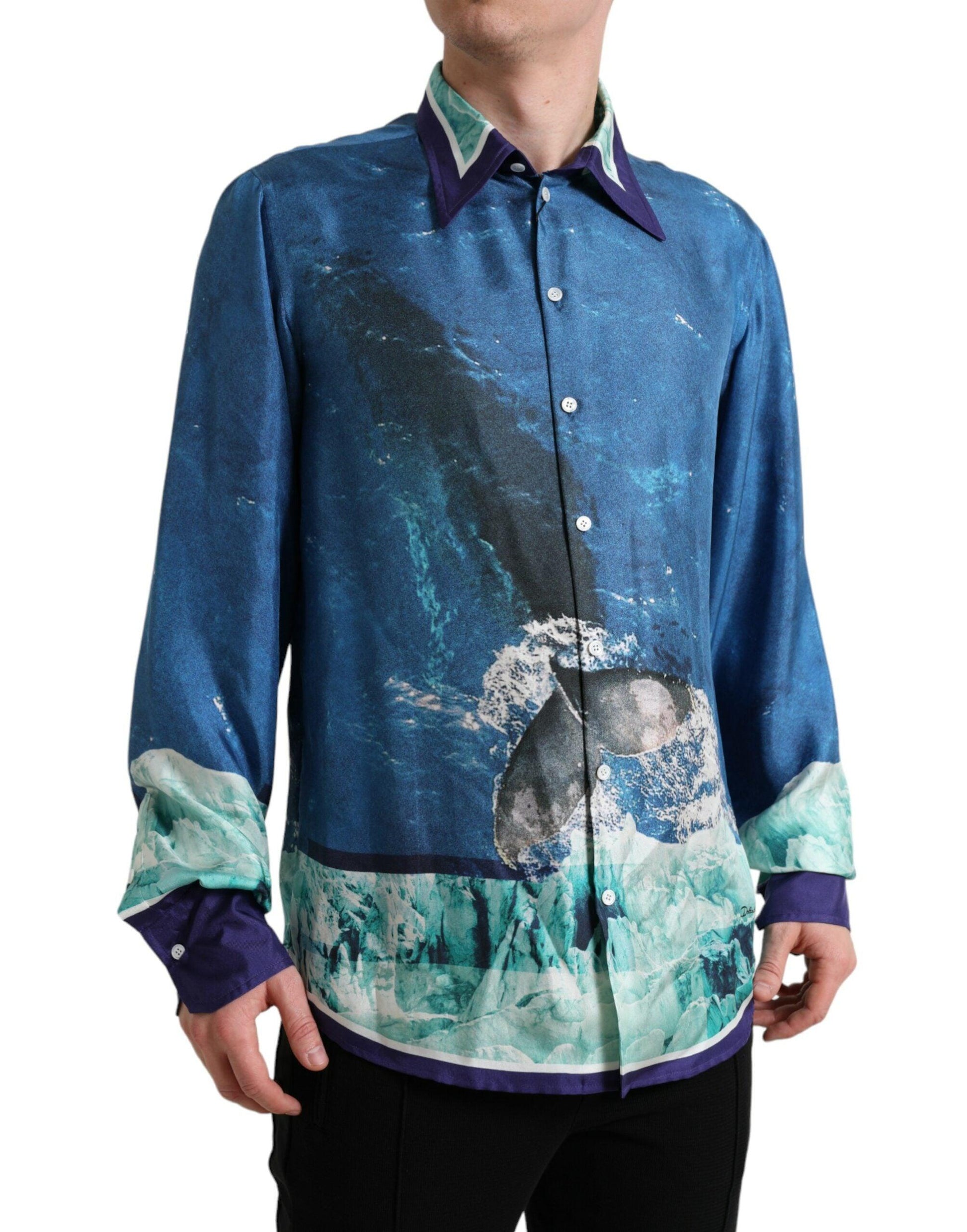 Dolce & Gabbana Elegant Ocean Print Silk Shirt - Arichezz.store